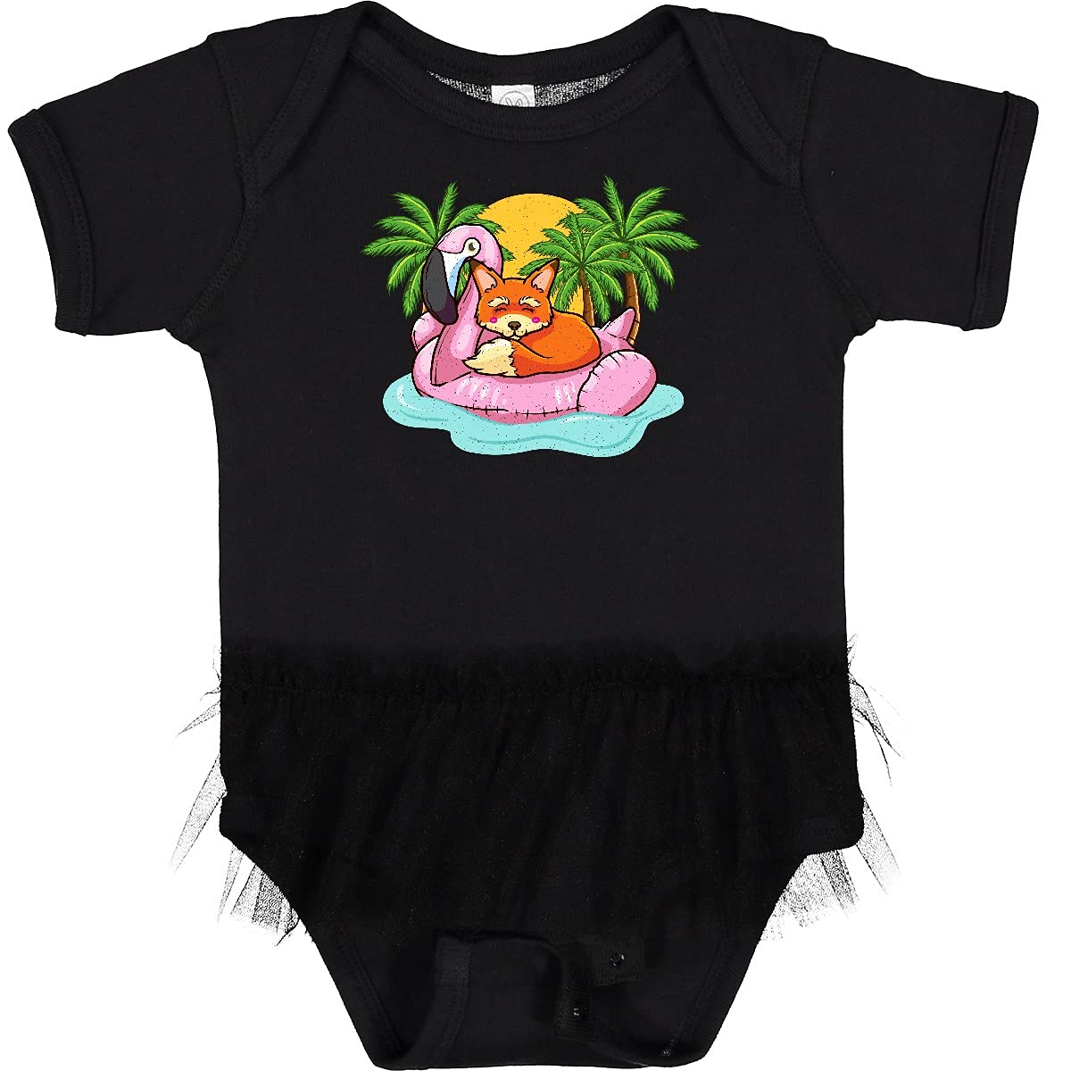 Inktastic Fox Flamingo Tropical Beach Vacation Infant Tutu Bodysuit - Cute Baby Girl Outfit for Summer, Photo Shoots & Beach Vacations