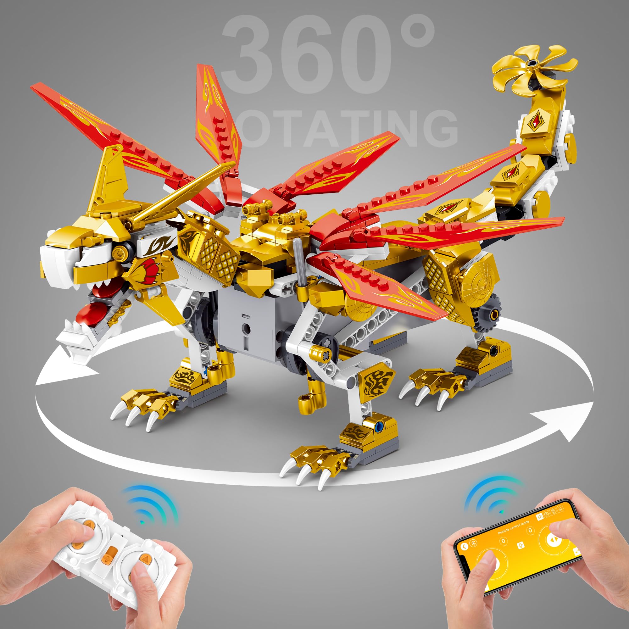 EDUCIRO 512PCS STEM Dragon Building Kit - Remote Control & APP Programmable Coding Toys for Kids Ages 8-14 | Educational Christmas Birthday Gift for Boys & Girls | Perfect for STEM Learning, Creative Play & Family Bonding Activities