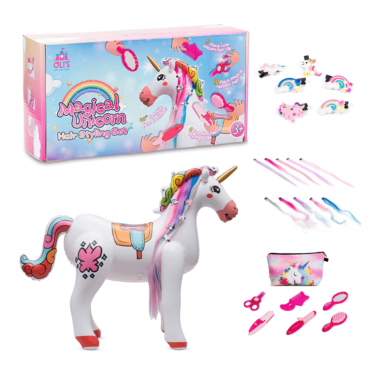 Inflatable Unicorn Hair Makeup Set - Magical Play for Kids