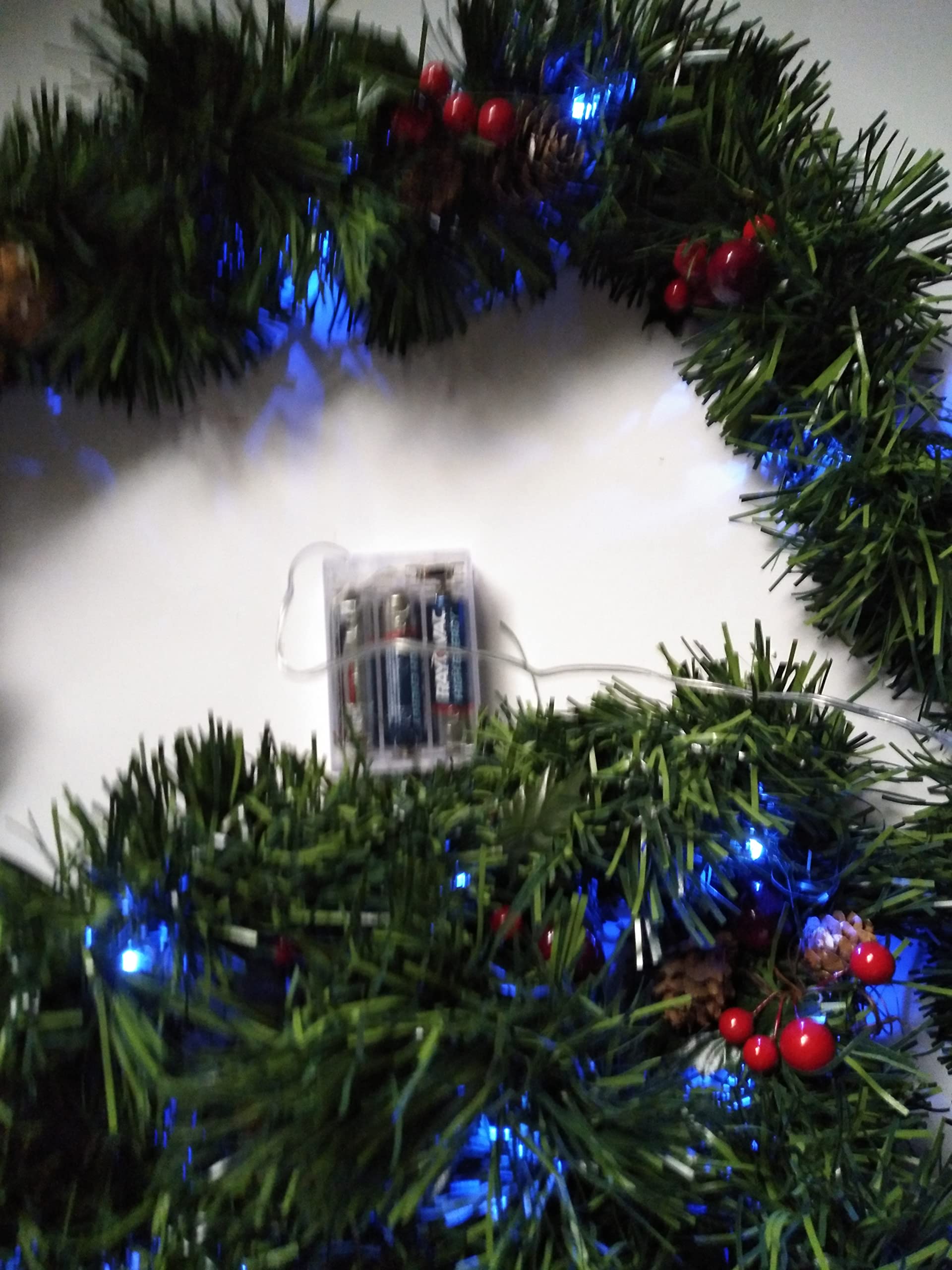 Blue LED Battery Operated Christmas Garland Lights for Indoor Outdoor Holiday Decorations