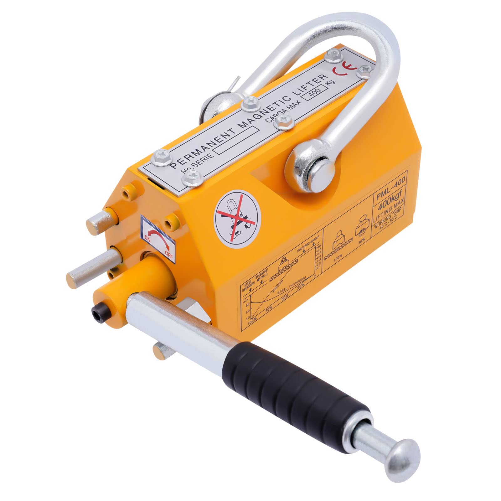 600kg/1320lb Heavy Duty Magnetic Lifter - 1320lbs Lifting Capacity Permanent Magnet for Steel Plates, Beams & Metal - Industrial Shop Crane with Handle - Perfect for Construction, Welding & Metal Fabrication