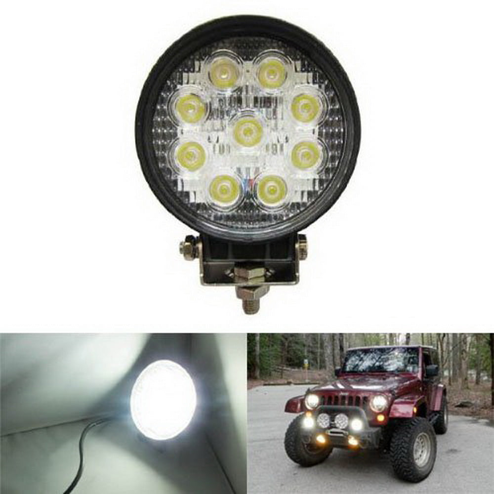 27W High Power Round LED Work Light for SUV, 4x4 Truck, Tractor & Boat - Waterproof Off-Road Lighting for Camping, Hunting & Marine Use