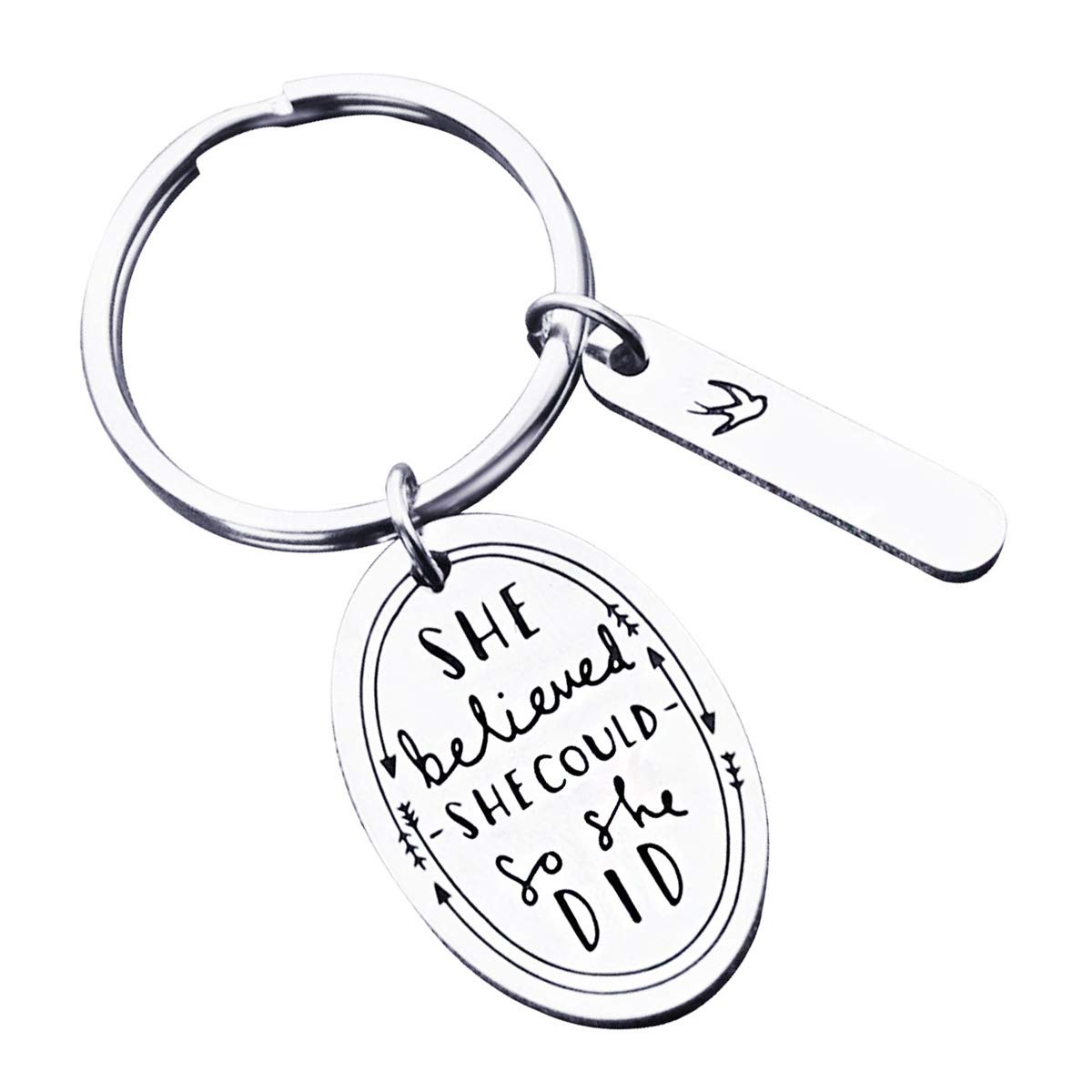 JNB Inspirational Engraved Stainless Steel Keychain - Personalized Gift for Men & Women - Perfect for Birthdays, Anniversaries, Graduations & Motivational Gifts