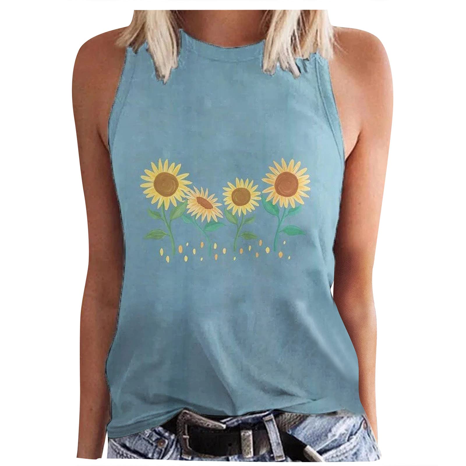 Women's Floral Print Short Sleeve Blouse - Round Neck Casual Tops for Summer Travel, Beach, and Everyday Wear in Green