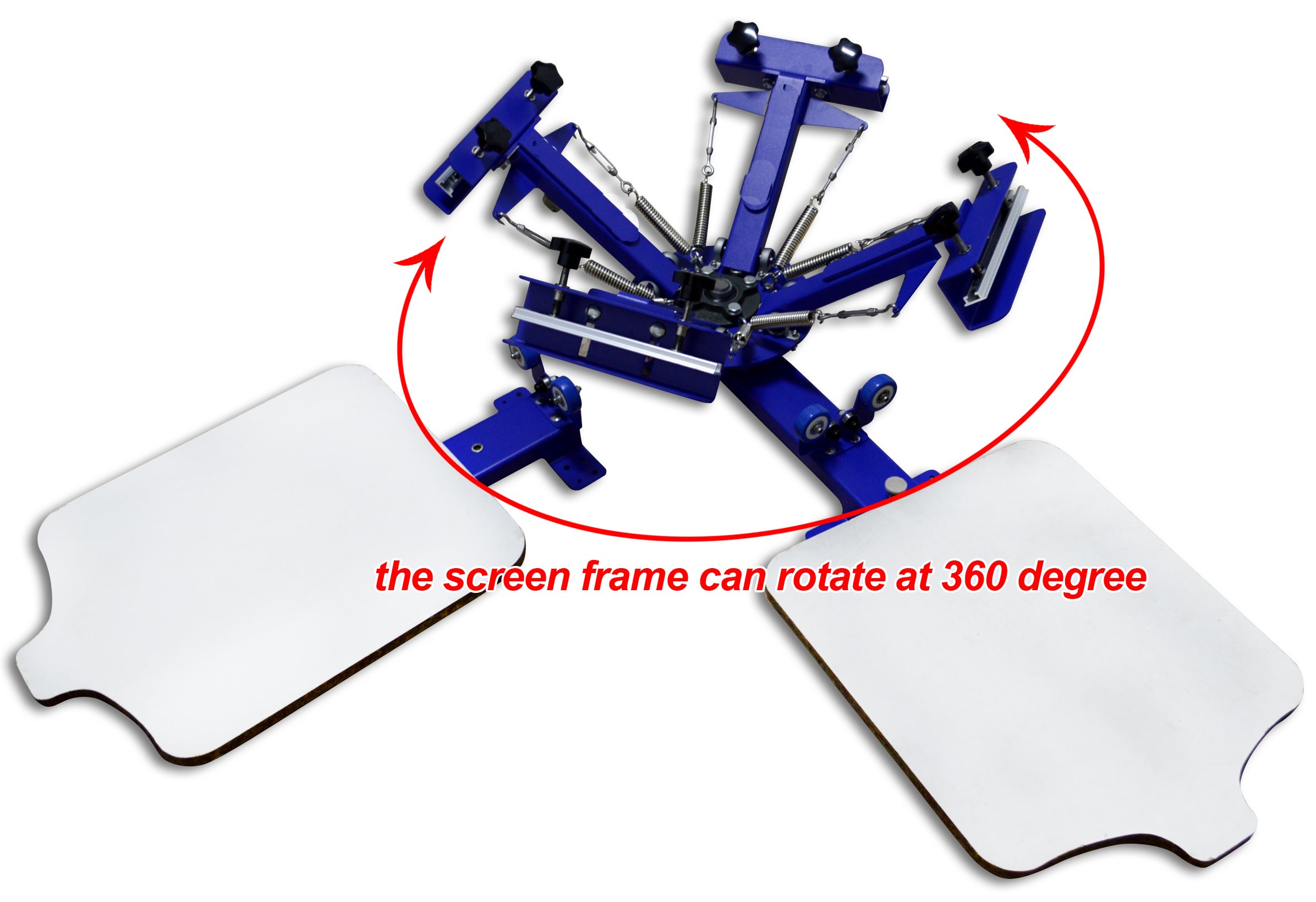 4 Color 2 Station Screen Printing Machine - Single Rotating Screen Press with Free Squeegees for DIY T-Shirt Printing & Custom Apparel Business
