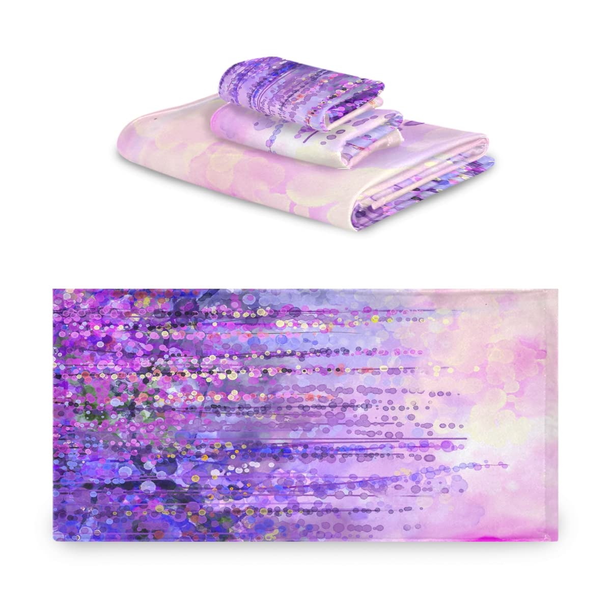 MNSRUU 3-Piece Violet Bath Towel Set - Soft & Absorbent Bathroom Towels for Shower, Spa, Beach & Home Decor - Quick Dry & Decorative Towels for Bath, Pool & Gym Use