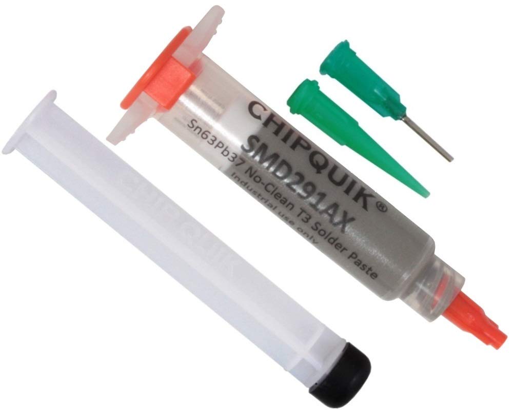 Chip Quik SMD291AX No-Clean Solder Paste - 63Sn/37Pb Alloy in 5cc Syringe (15g) for Electronics Repair, PCB Assembly, and SMD Soldering