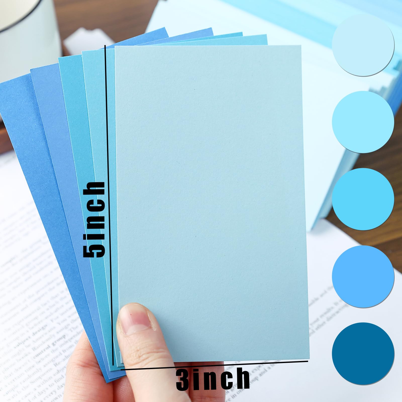 300PCS 3x5 Inch Colored Index Cards - Blank Flash Cards for Study, School & Office - 5 Vibrant Colors (Blue/Green/Yellow/Pink/White) - Perfect for Note Taking, Learning Games, Flashcards & Organization