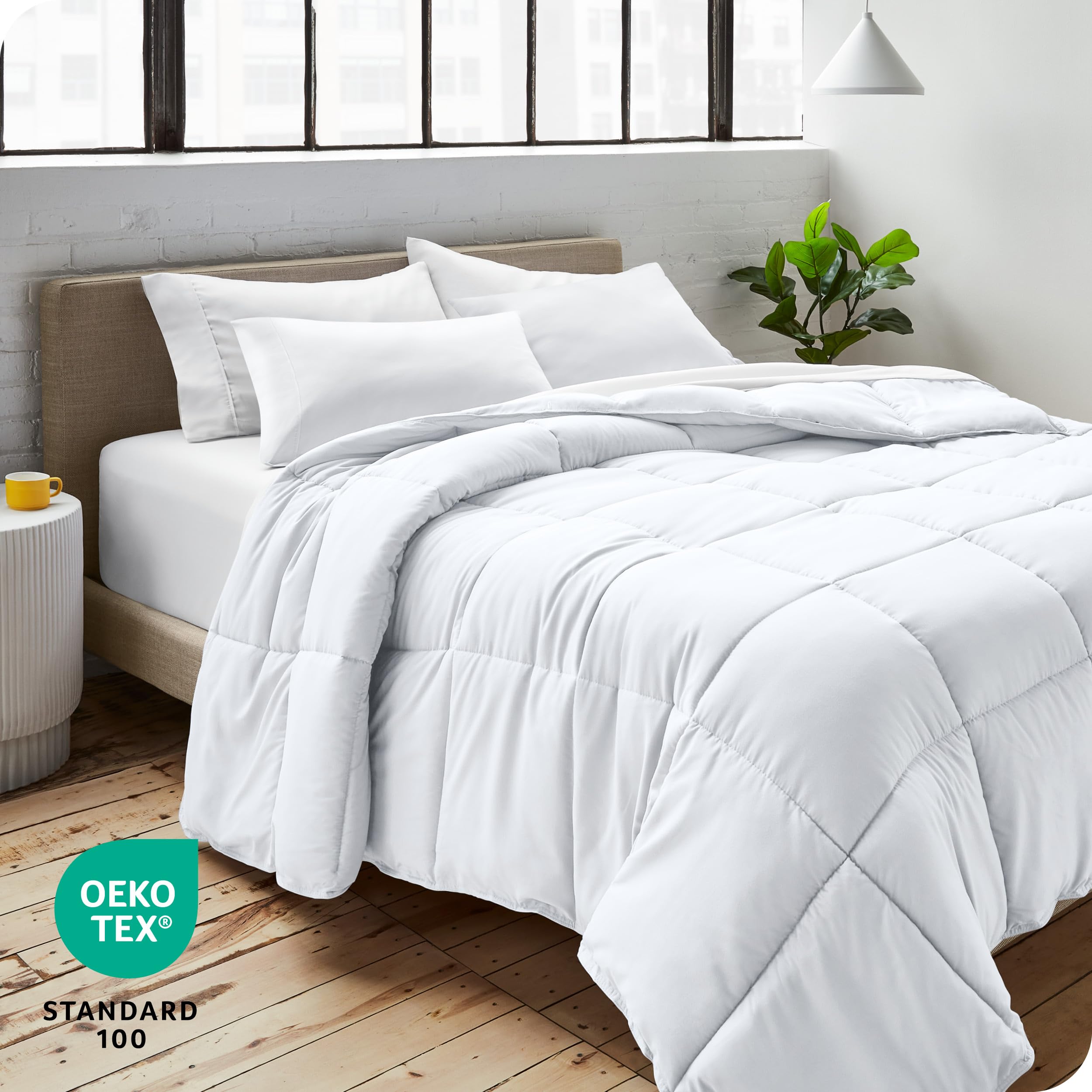 Bare Home Oversized Queen Comforter Set - Ultra-Soft Goose Down Alternative - Premium 1800 Series All Season Bedding - White Luxury Bedding for Master Bedroom & Guest Room Comfort