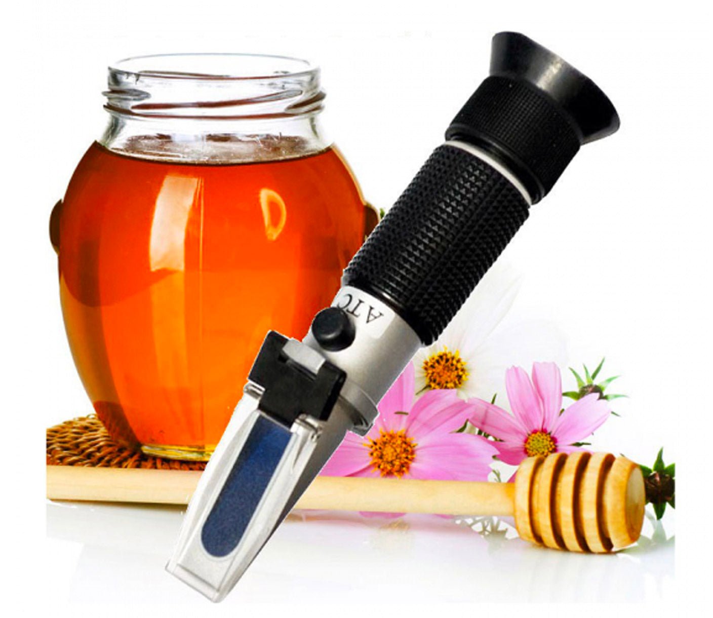 Premium Honey Refractometer with ATC - Measures 58% to 90% Brix for Beekeeping, Honey Production & Quality Control | Perfect for Home Brewing, Food Processing & Agricultural Use