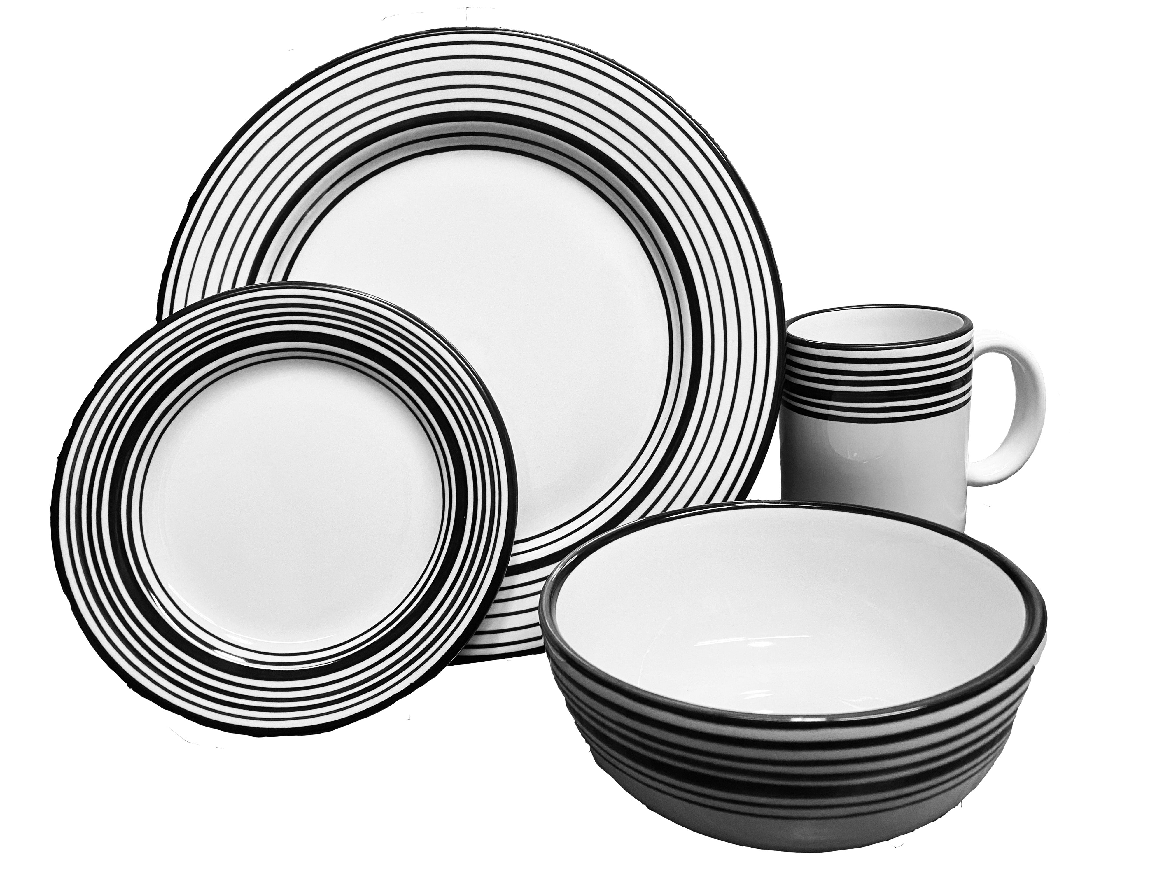 Elegant 4-Piece Black and White Tuxedo Dinnerware Set - Perfect for Formal Dining, Weddings, and Special Occasions