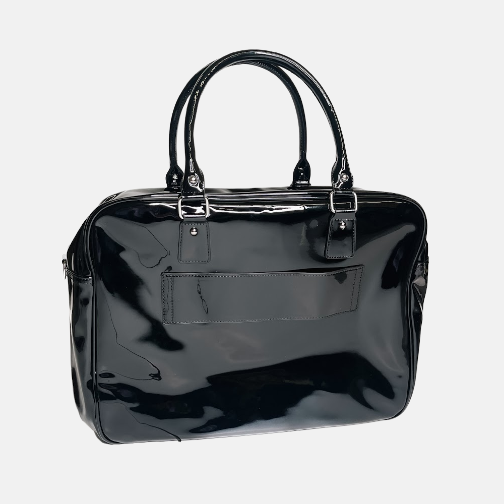 Hadley Patent Weekender Tote Bag with Trolley Sleeve - Stylish Travel Carry-On for Women, Perfect for Weekend Getaways & Airplane Trips