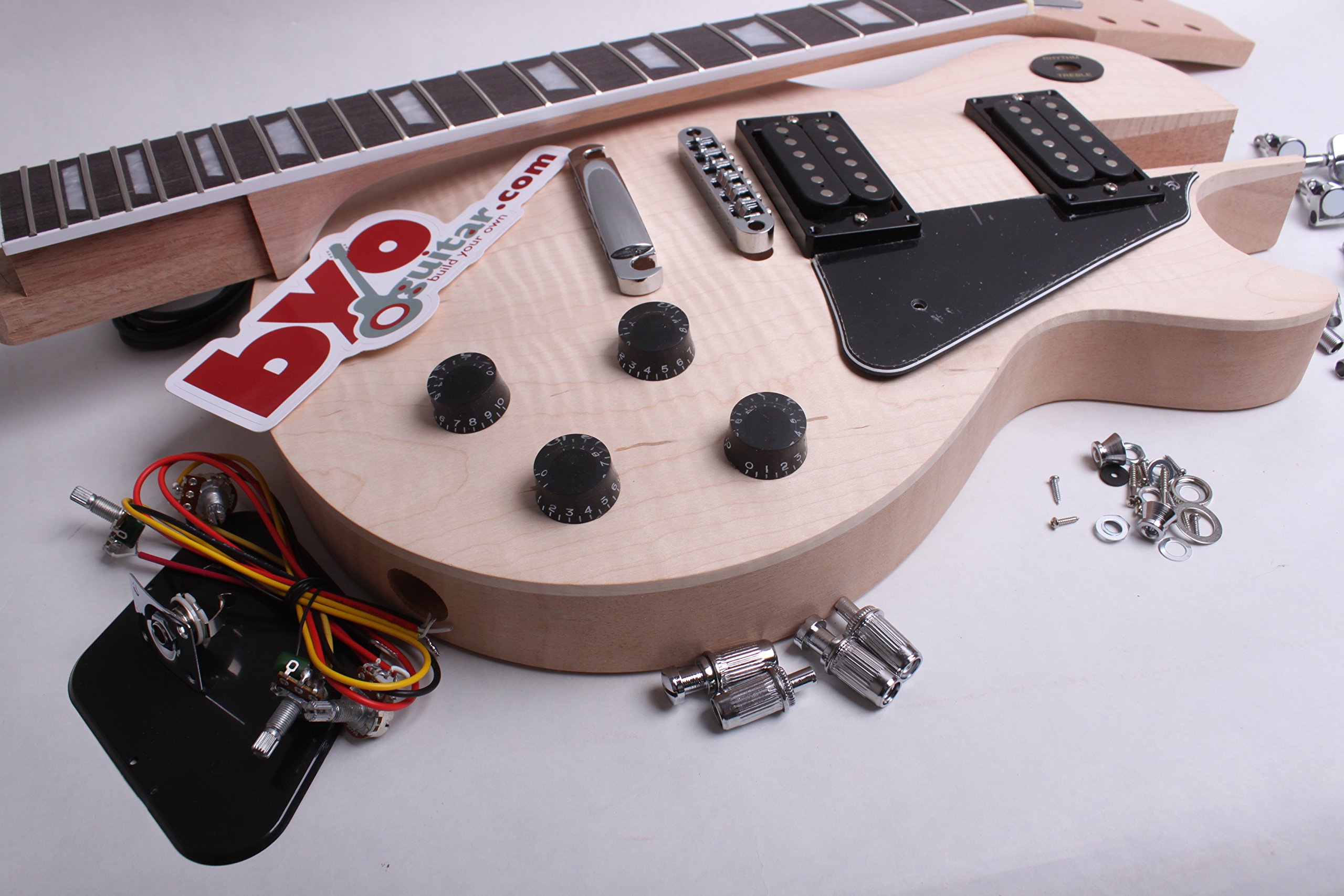 Premium LP Standard Guitar Kit with Solid Maple Cap - DIY Electric Guitar for Beginners & Professionals - Perfect for Home Studio, Live Performances & Music Lessons