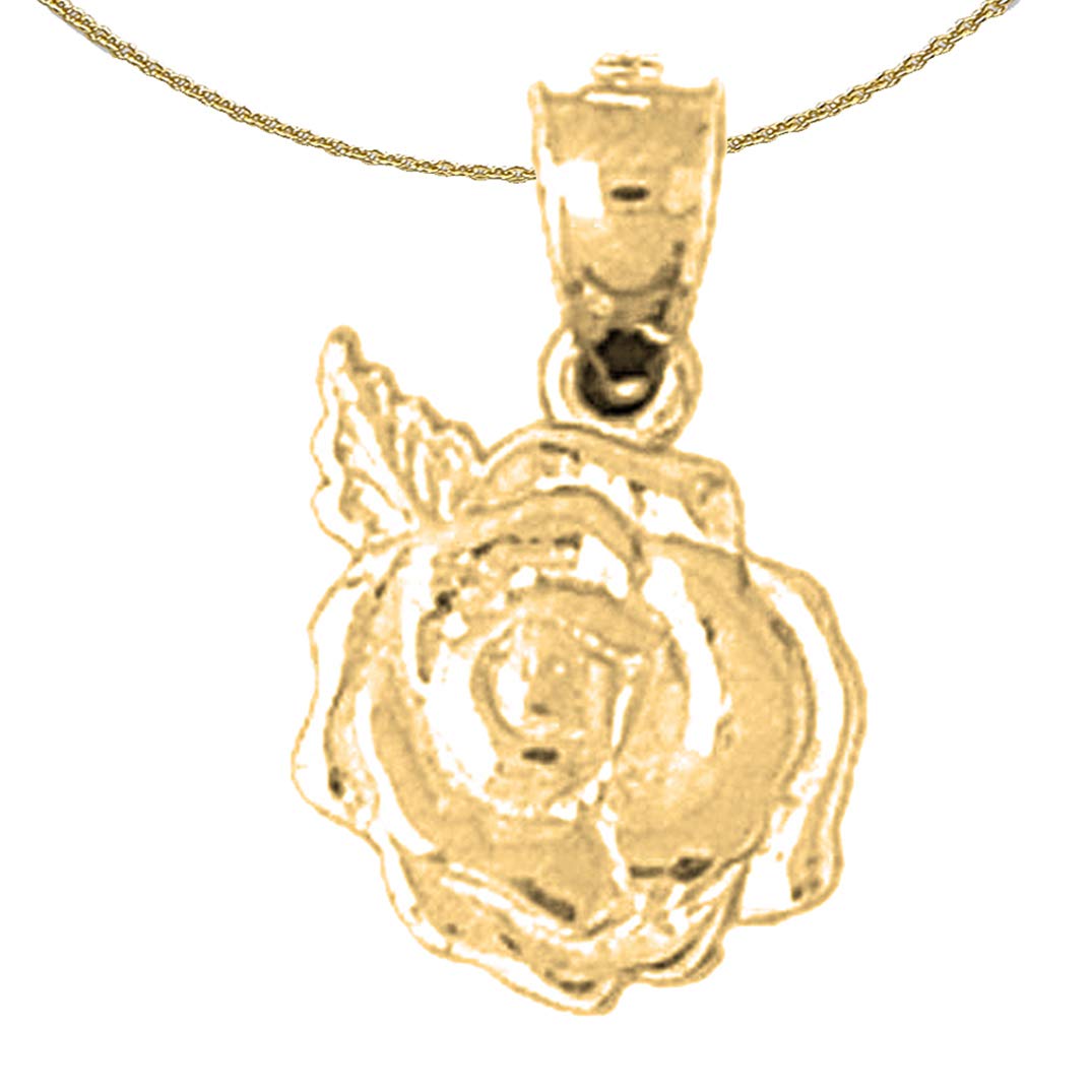 14K Yellow Gold-Plated 925 Silver Rose Flower Pendant Necklace - 18