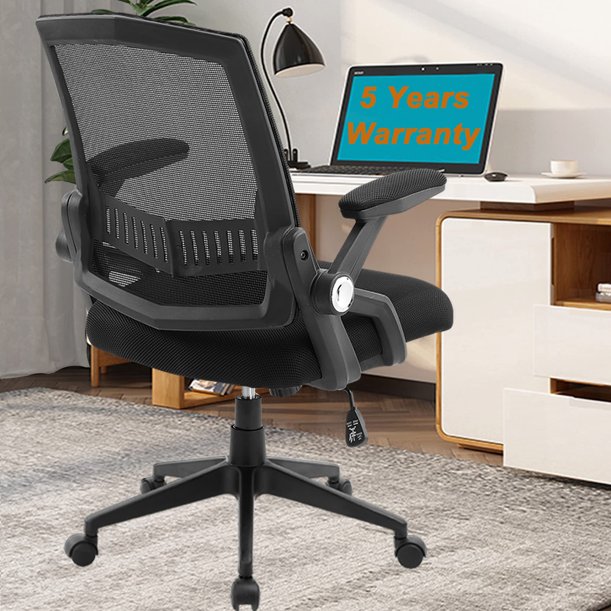 ANACCI Ergonomic Office Chair - Mid Back Computer Desk Chair with Lumbar Support, Thick Cushion & Swivel Base - Comfortable Task Chair for Home Office, Gaming & Workspace