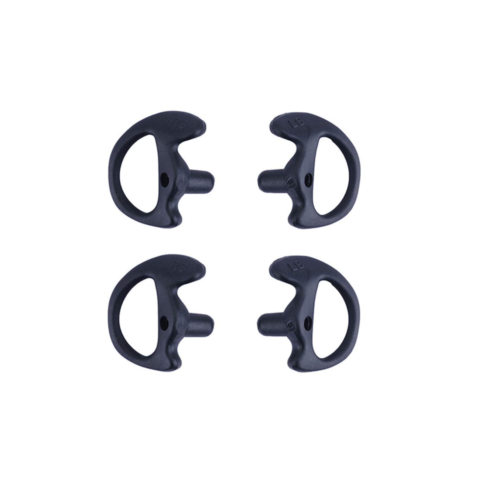 Soft Silicone Two-Way Radio Ear Mold Replacement - Small Black Earmold for Acoustic Coil Tube Earpiece (2 Pairs) - Perfect for Security, Construction & Outdoor Communication