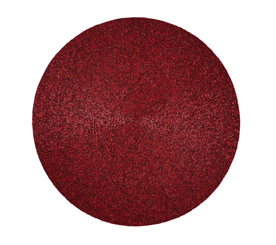 Kim Seybert Red Confetti Placemats Set of 4 - Waterproof Round Table Mats for Dining Room, Kitchen, Party Decor & Holiday Table Settings