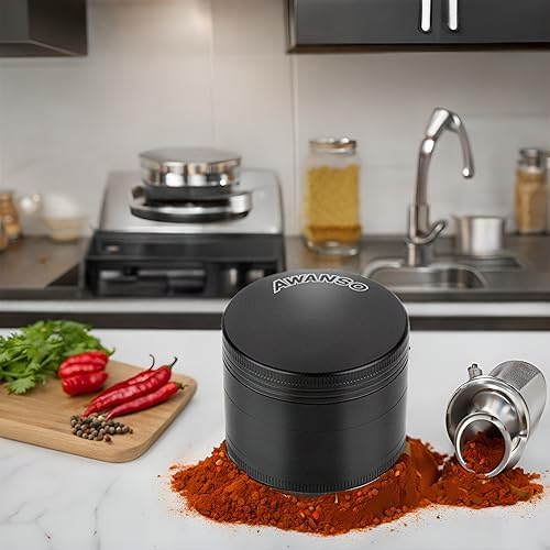 2 Inch Black Herb Grinder - Premium Metal Spice Crusher for Herbs, Spices, and Tobacco - Perfect for Cooking, Baking, and Smoking Accessories