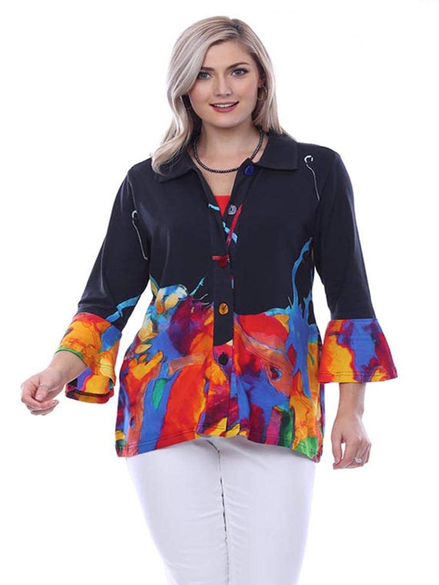 Parsley & Sage Women's Scarlett Back Panel Shirt - Elegant Button Down Blouse with Unique Back Detail for Office, Date Night & Special Occasions