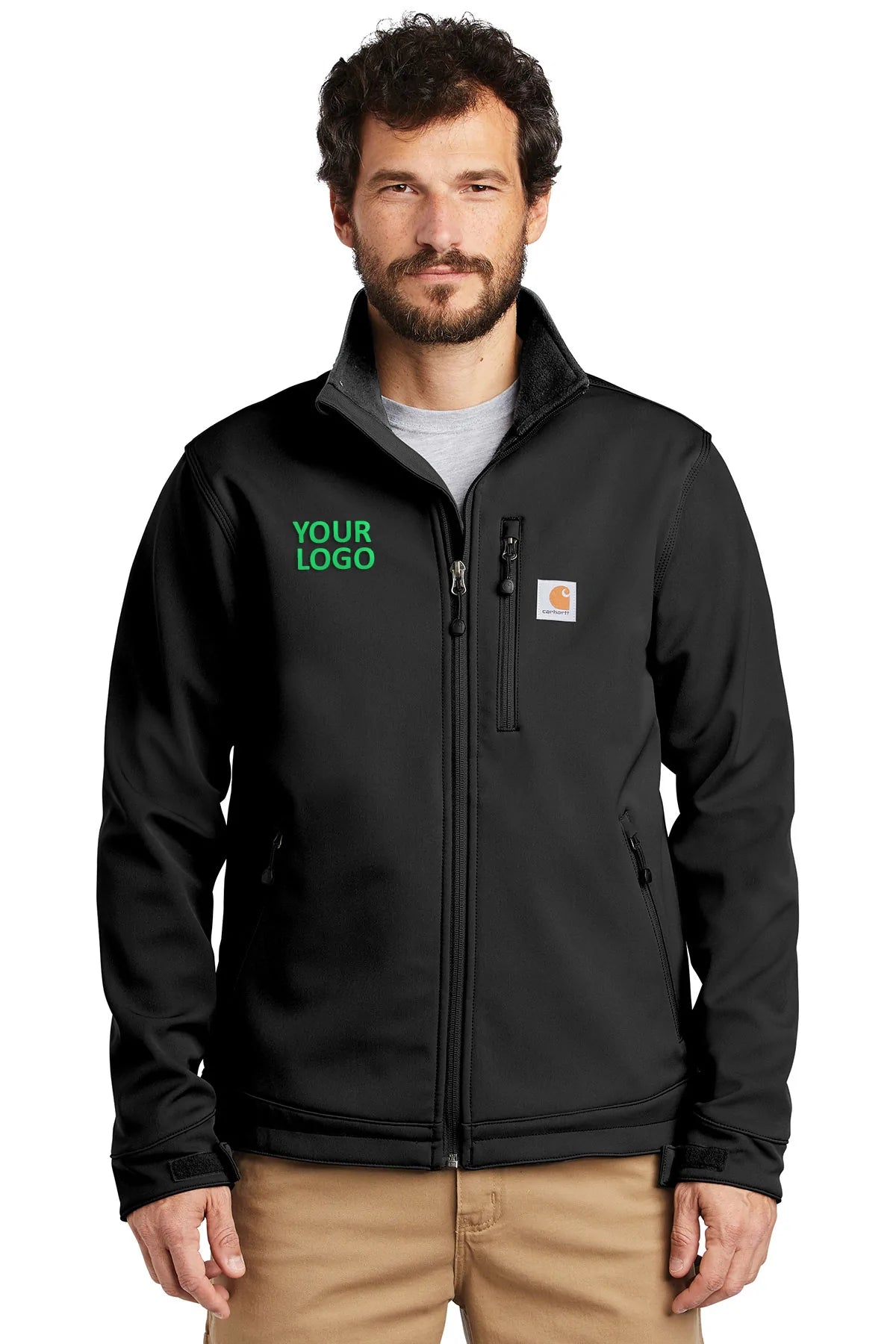 Carhartt Crowley Men's Soft Shell Jacket - Waterproof Windproof Fleece Lined Winter Coat for Outdoor Work & Hiking - Black