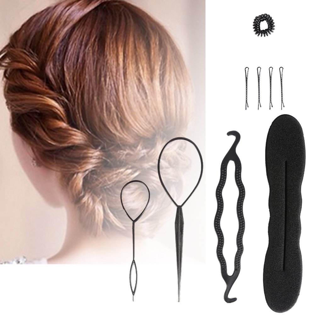 ZJchao 4/9PCS Hair Bun Maker & Braiding Styling Disk Tools Set - DIY Hair Accessories Kit with 3 Styles (2PCS & 9PCS) for Women & Girls - Perfect for Updos, Ponytails, and Special Occasion Hairstyles