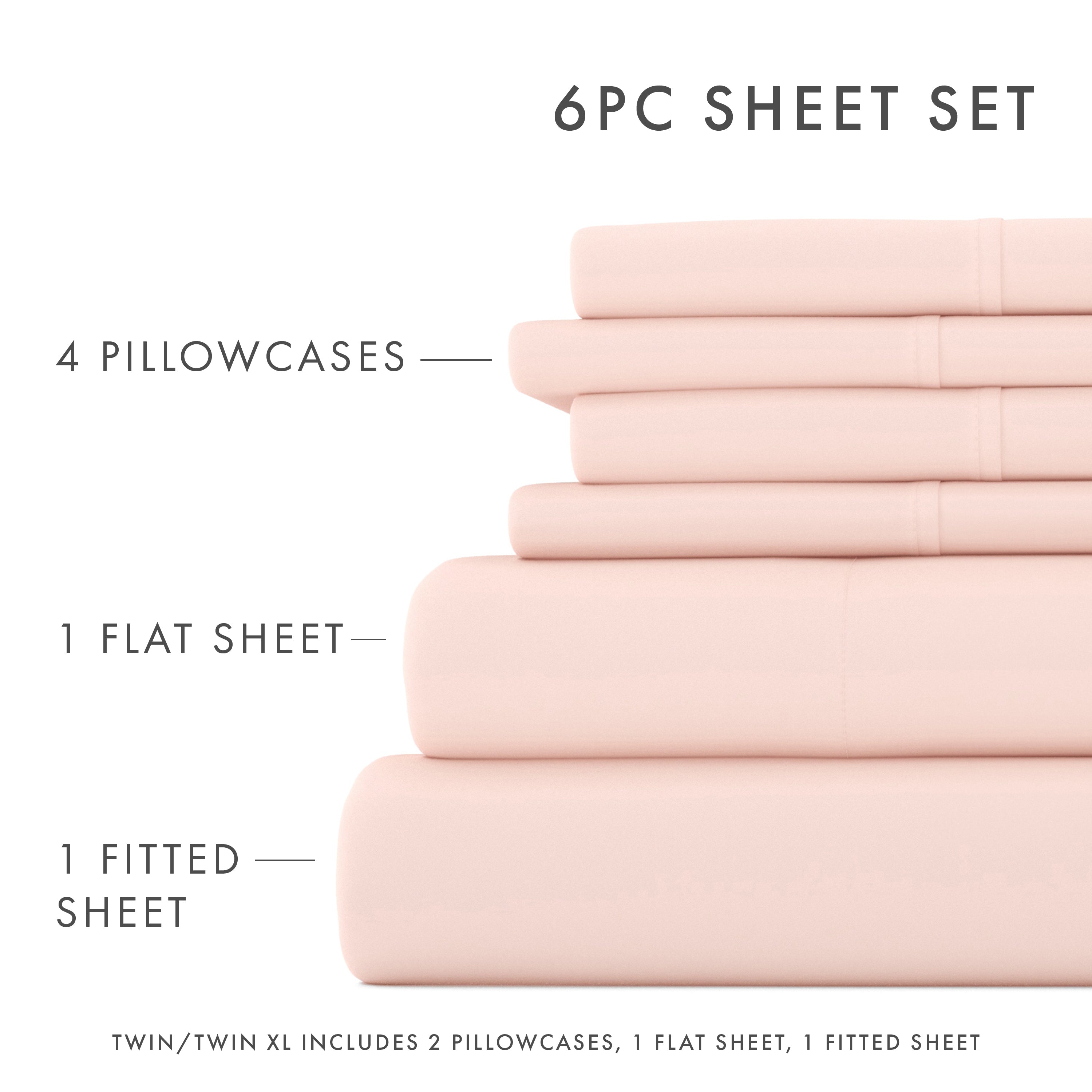 6-Piece Essential Spring Sheet Set - Soft & Breathable Bedding for All Seasons - Perfect for Home, Hotel, and Guest Room Comfort