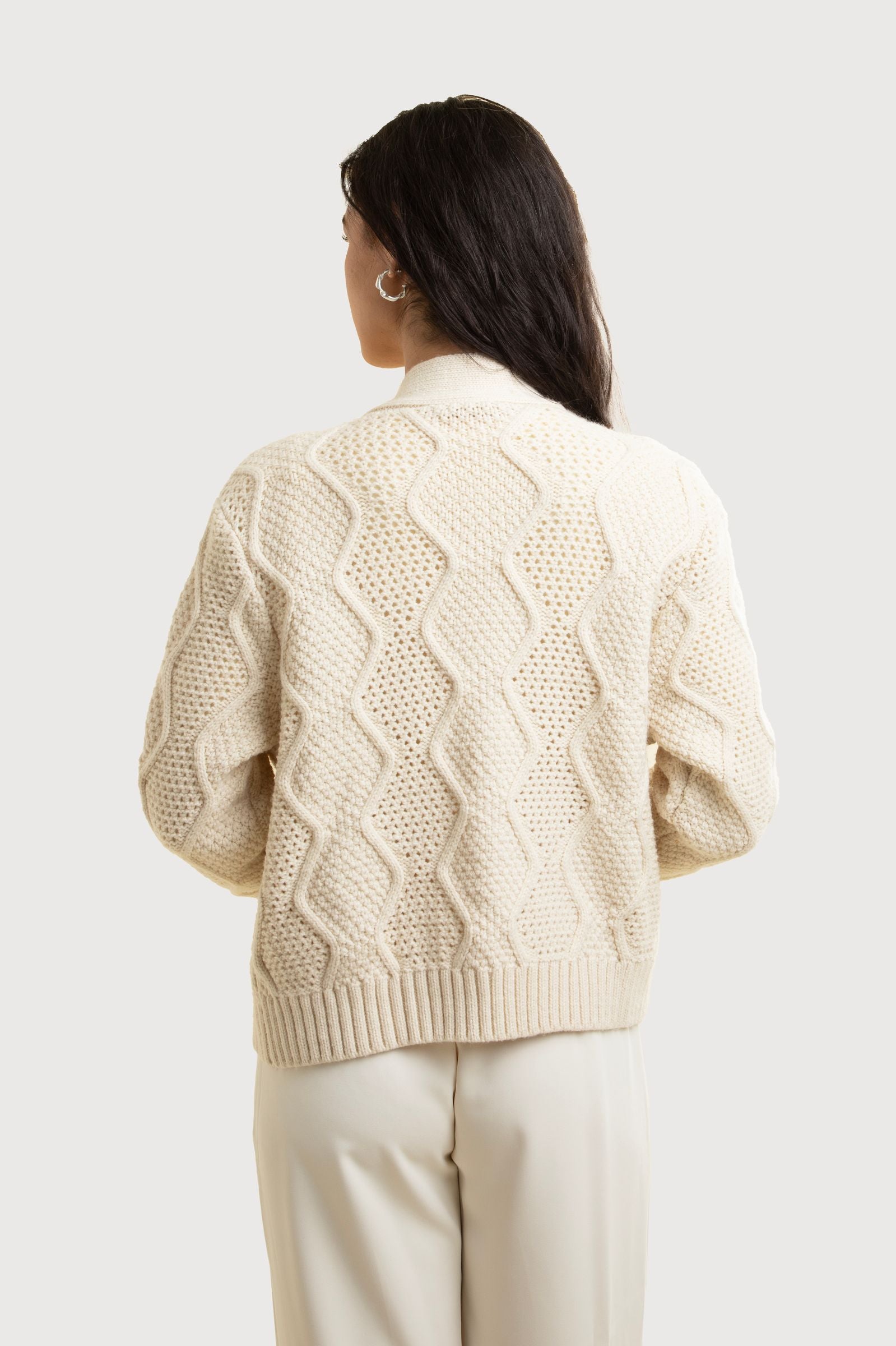 Elegant Pearl Embellished Cardigan for Women - Soft Knit Open Front Sweater - Perfect for Office, Date Night & Special Occasions