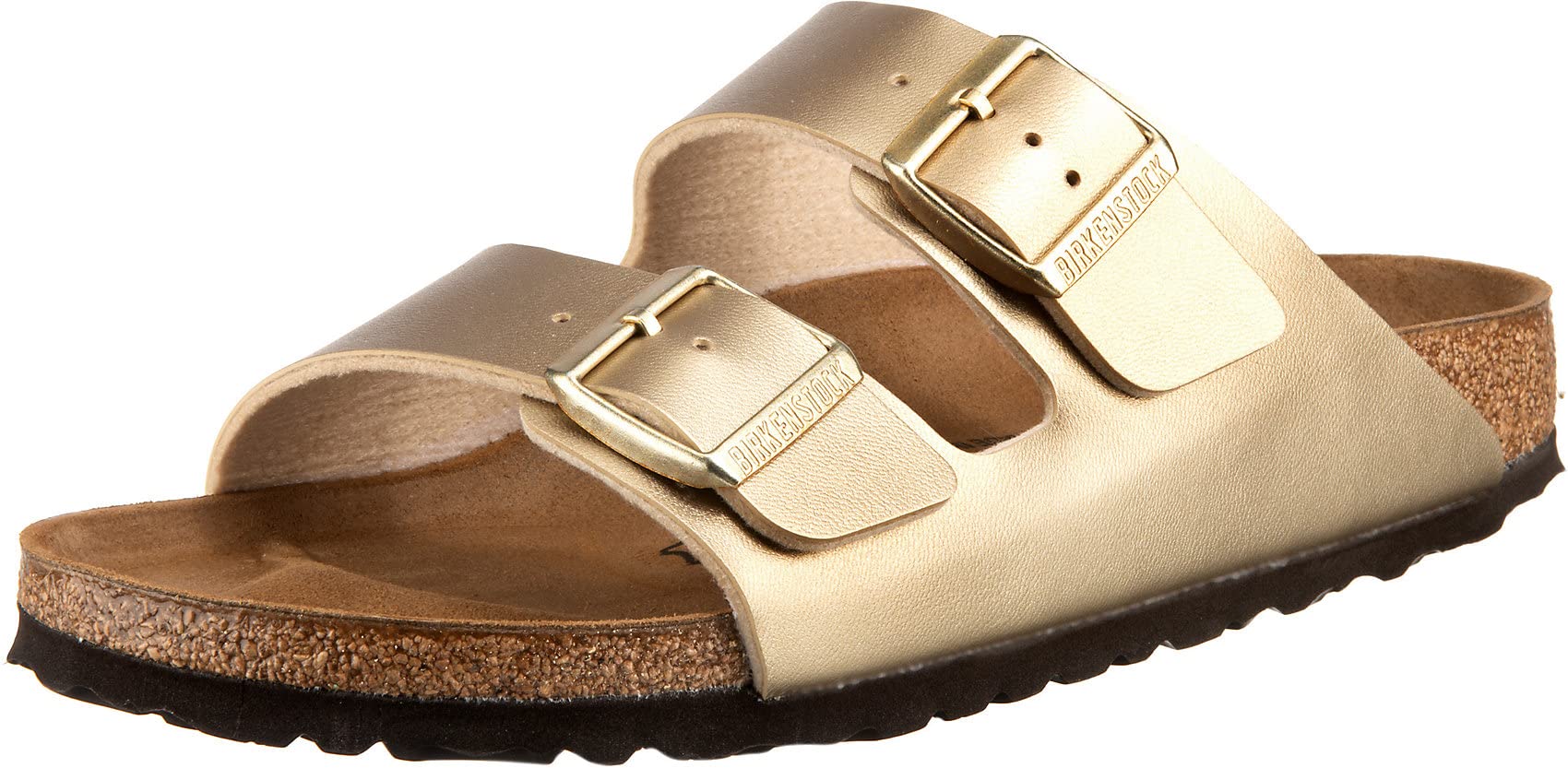 Birkenstock Women's Arizona Soft Footbed Sandals - Gold Leather - Size 7 US | Comfortable Arch Support for Walking, Travel & Summer Outfits