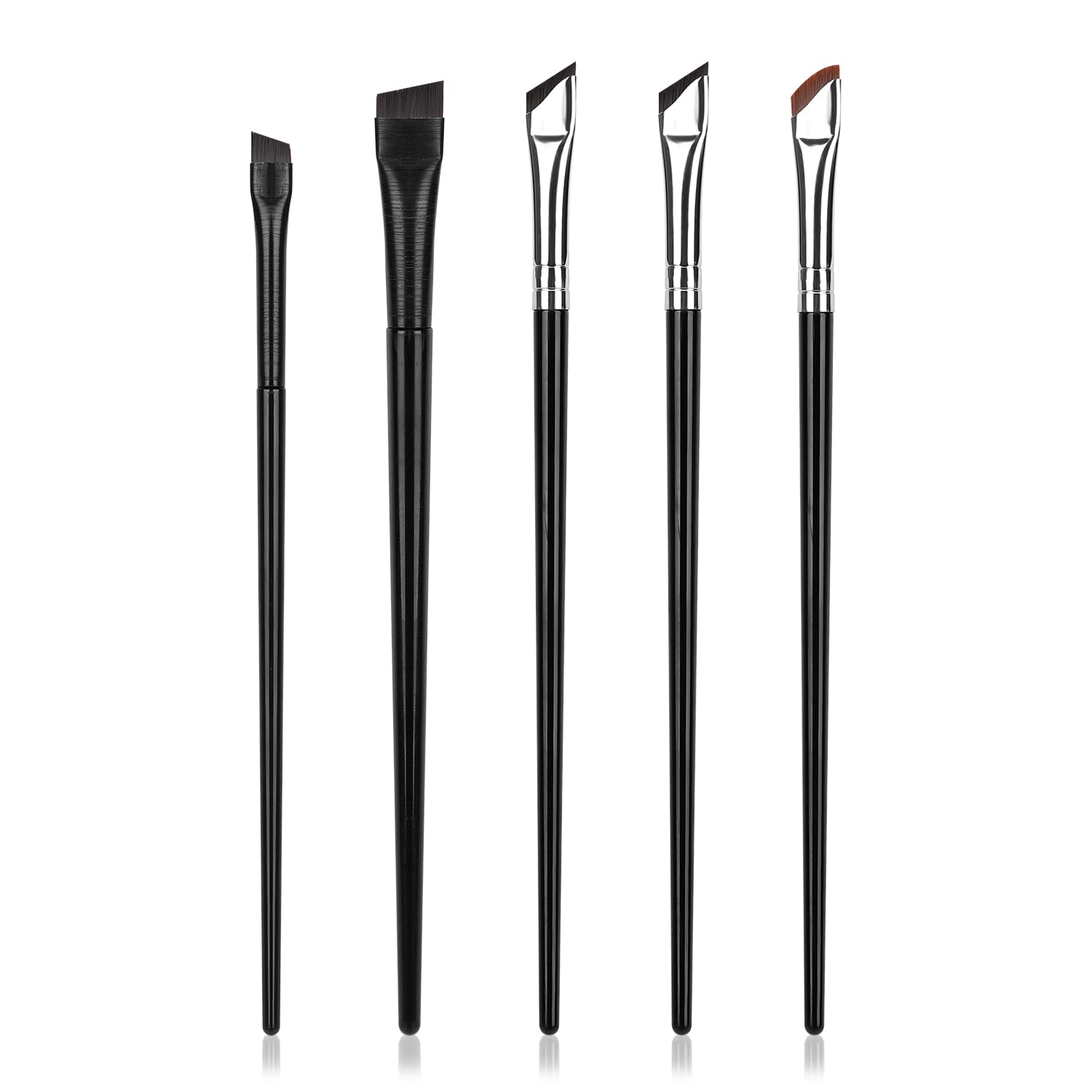 5pcs Professional Eyeliner Brush Set - Angled, Flat & Fine Tip Makeup Brushes for Eyebrow, Eyeliner & Eyeshadow - Perfect for Women & Girls - Ideal for Daily Makeup, Professional Salon Use & Travel Beauty Kit