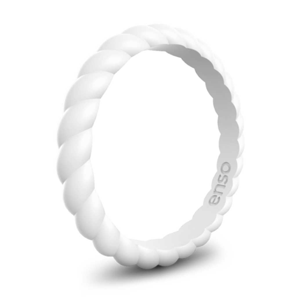 Enso Rings Braided Stackable Silicone Rings for Men & Women - Triple Pack in Obsidian, Pink & White - Perfect for Workouts, Swimming & Everyday Wear