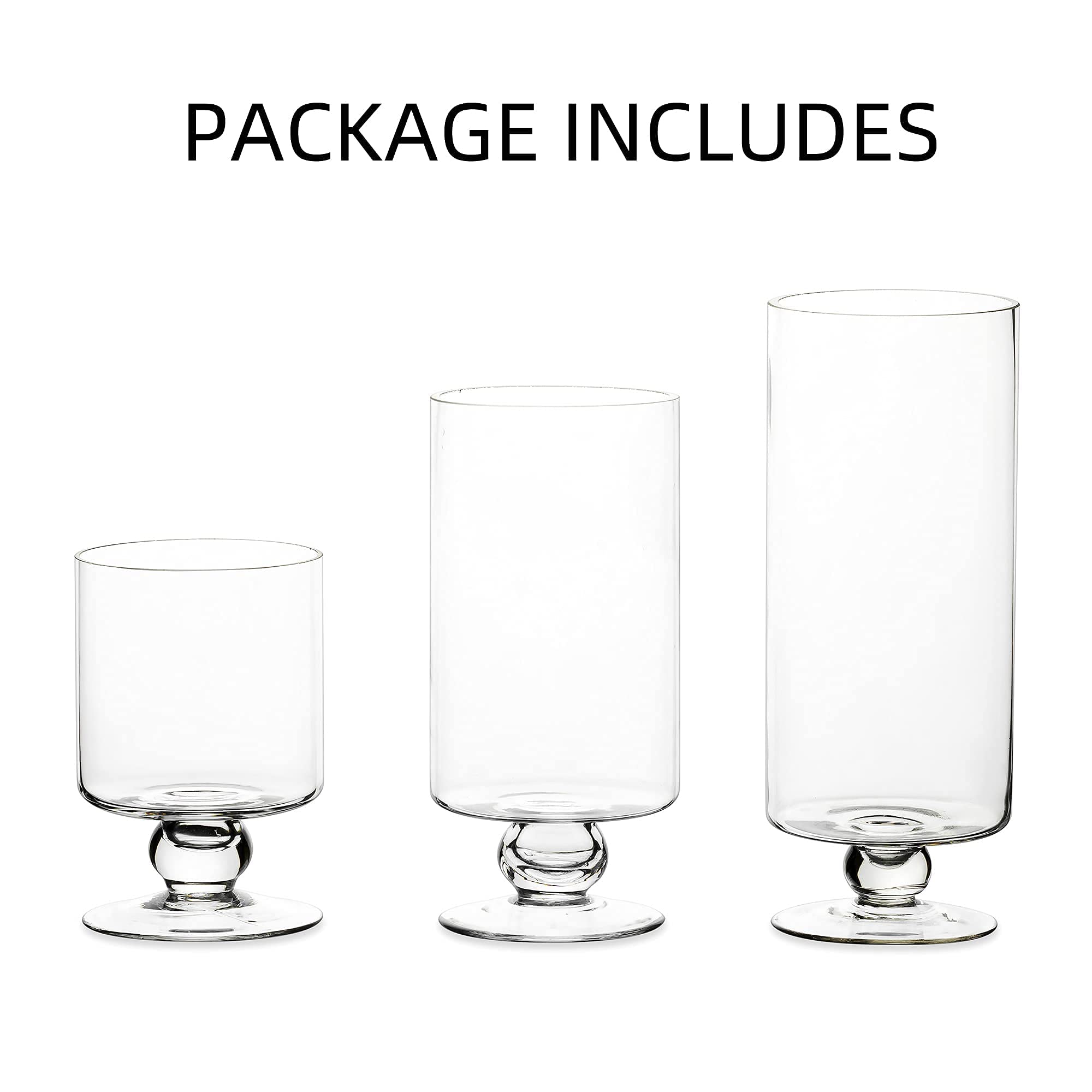 Nuptio 3-Piece Large Clear Glass Vase Set - Tall Centerpiece Vases for Flowers, Candles, Home Decor, Weddings & Party Table Decorations | Perfect for Living Room, Dining Table & Event Centerpieces