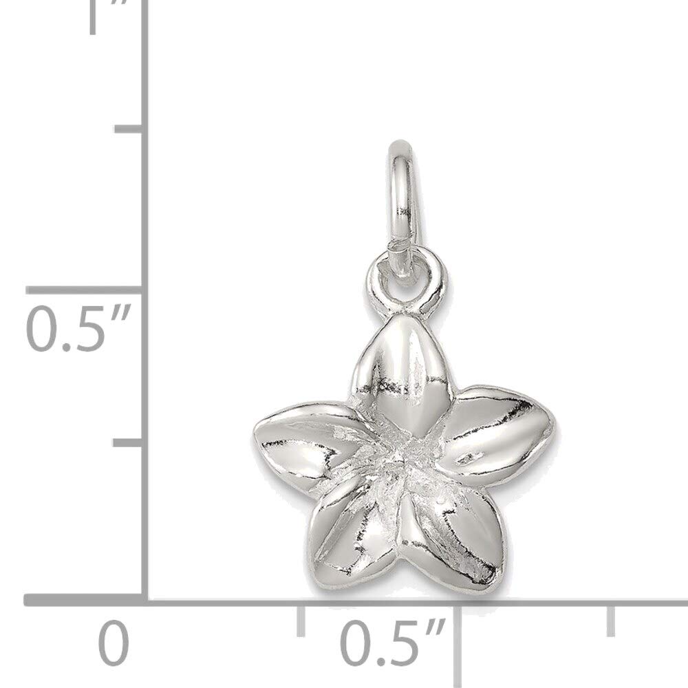 Bonyak Jewelry 925 Sterling Silver Polished Plumeria Flower Pendant Necklace for Women - Perfect for Beach Vacations, Summer Outfits & Boho Style