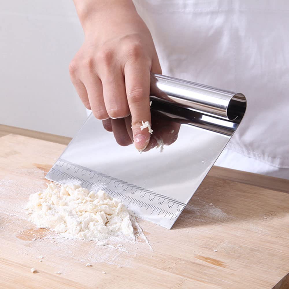 Premium Stainless Steel Dough Scraper - Multi-Purpose Pastry Cutter for Bread, Pizza, Cake Making - Heavy Duty Kitchen Tool for Baking, Cooking & Food Prep - Ideal for Home Bakers & Professional Chefs
