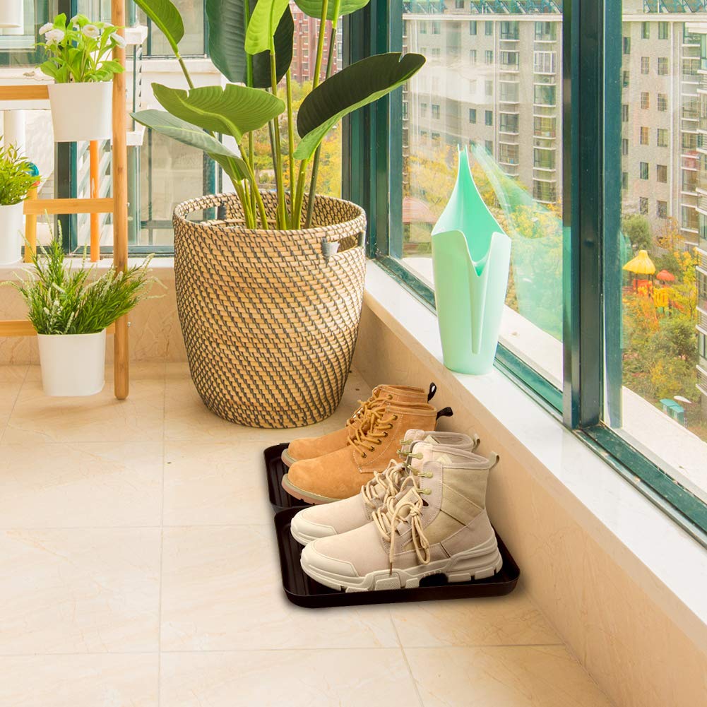 Premium Pet Food Tray Set of 2 - Non-Slip Waterproof Dog & Cat Feeding Mat - Spill-Proof Pet Bowl Mat for Messy Eaters - Also Works as Shoe Tray & Boot Tray - Perfect for Kitchen, Laundry Room & Pet Feeding Areas