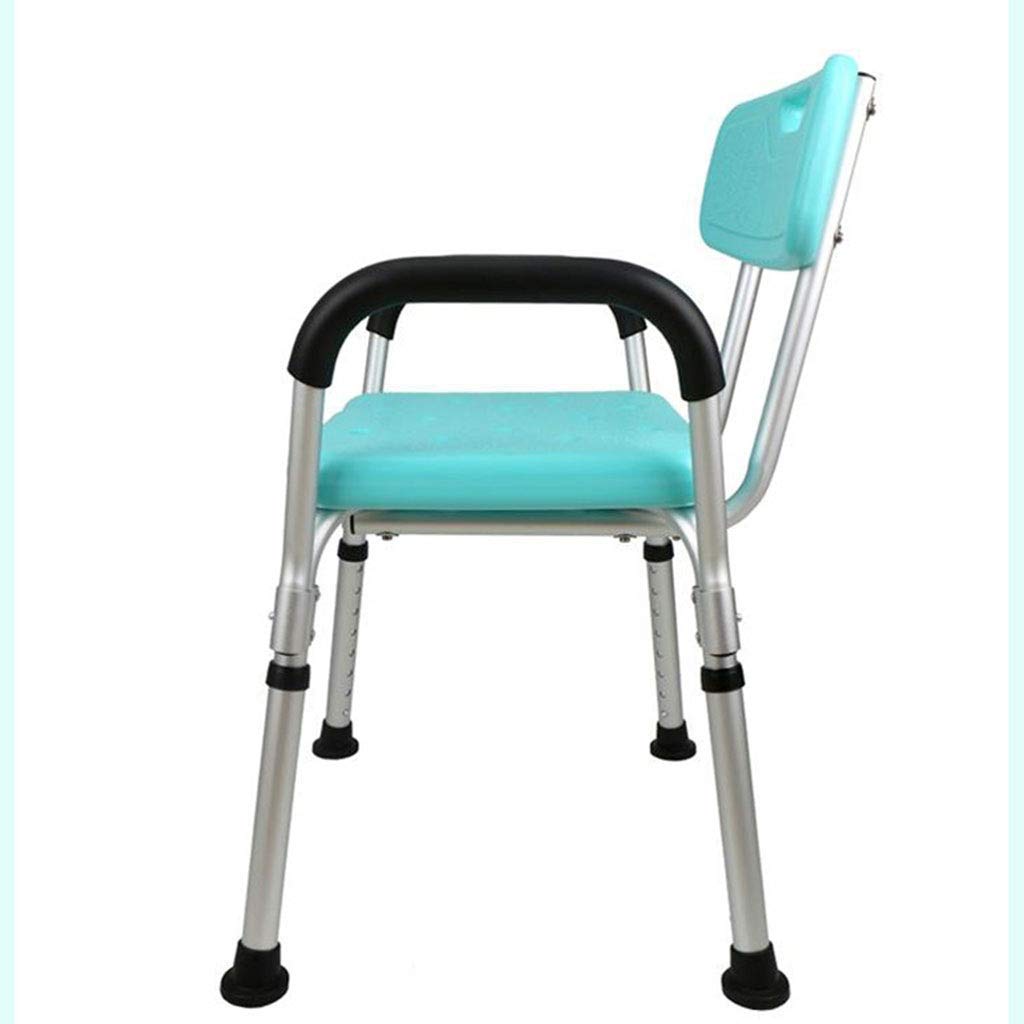 Non-Slip Aluminum Alloy Shower Stool with Backrest & Armrest - Lightweight Bath Seat for Elderly, Pregnant Women & Disabled - White Shower Chair for Safe Bathing & Multi-Purpose Use in Bathroom, Spa & Healthcare Facilities