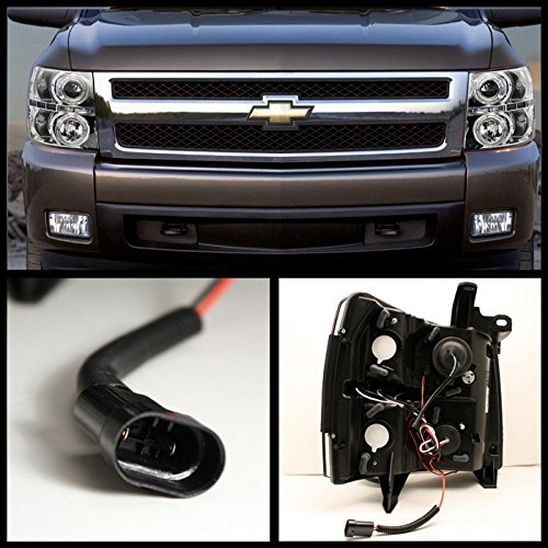 Chevy Silverado LED Projector Headlights 07-13 - Chrome Halo for Off-Road