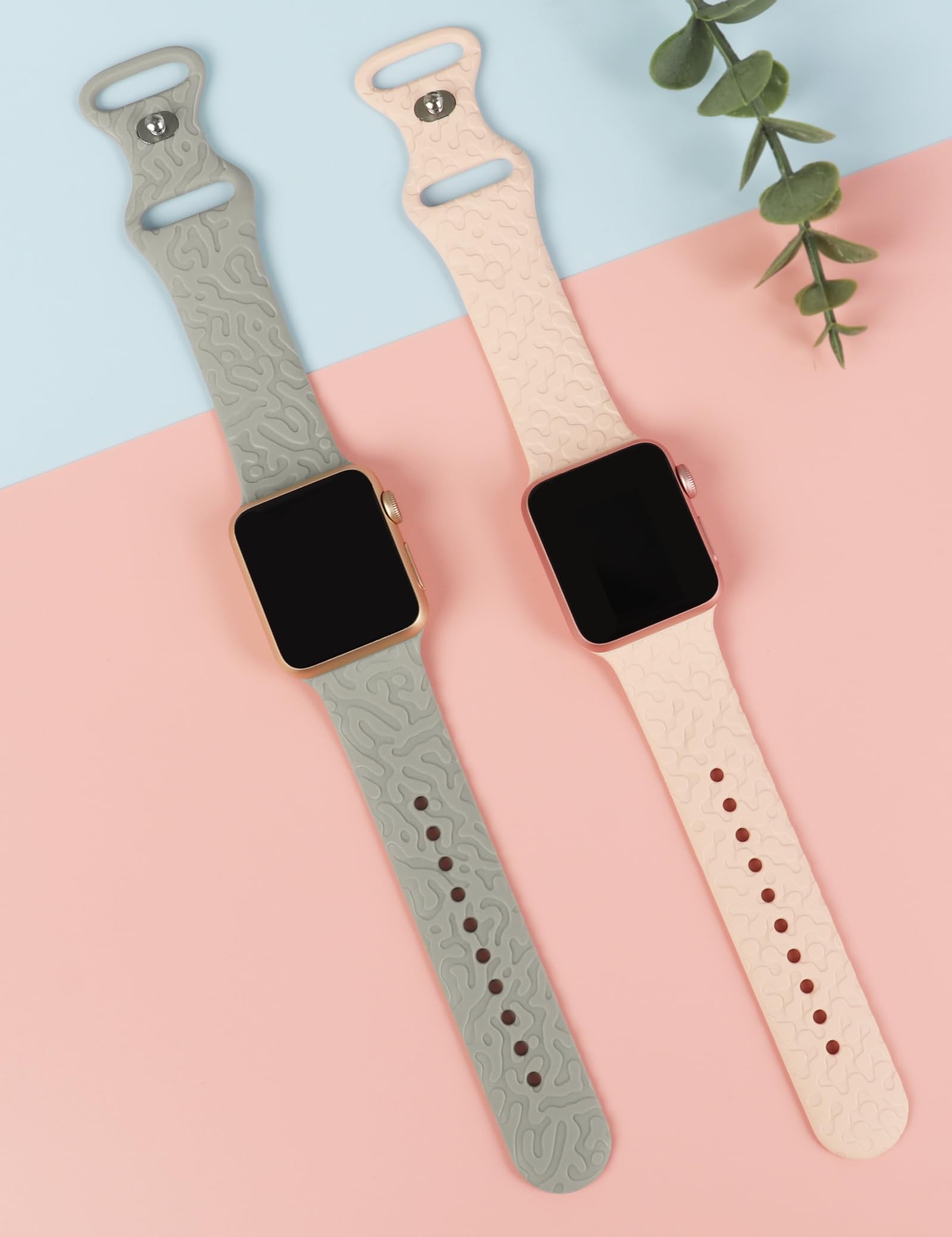 2 Pack Stylish Engraved Maze Pattern Apple Watch Bands - Compatible with 38mm/40mm/41mm & 42mm/44mm/45mm/49mm - for Series 8/7/6/5/4/3/2/1/SE/Ultra - Fashionable Unisex Accessory for Workout, Office & Everyday Wear