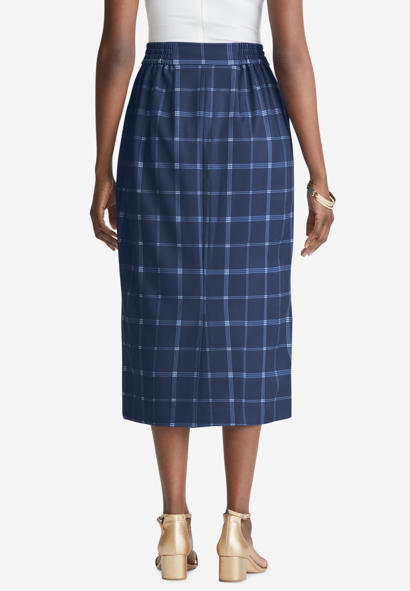 Jessica London Women's Plus Size Tummy Control Bi-Stretch Midi Skirt - Slimming High Waist Pencil Skirt for Work, Office & Casual Wear
