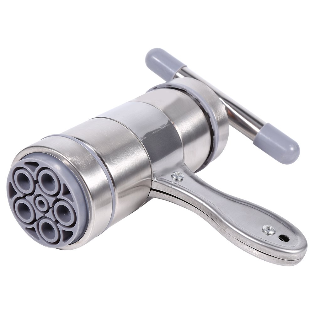 Stainless Steel Manual Pasta Maker Machine - 5 Pressing Molds for Homemade Noodles, Ravioli & Dumplings | Perfect for Italian Cuisine, Asian Dishes & Family Cooking