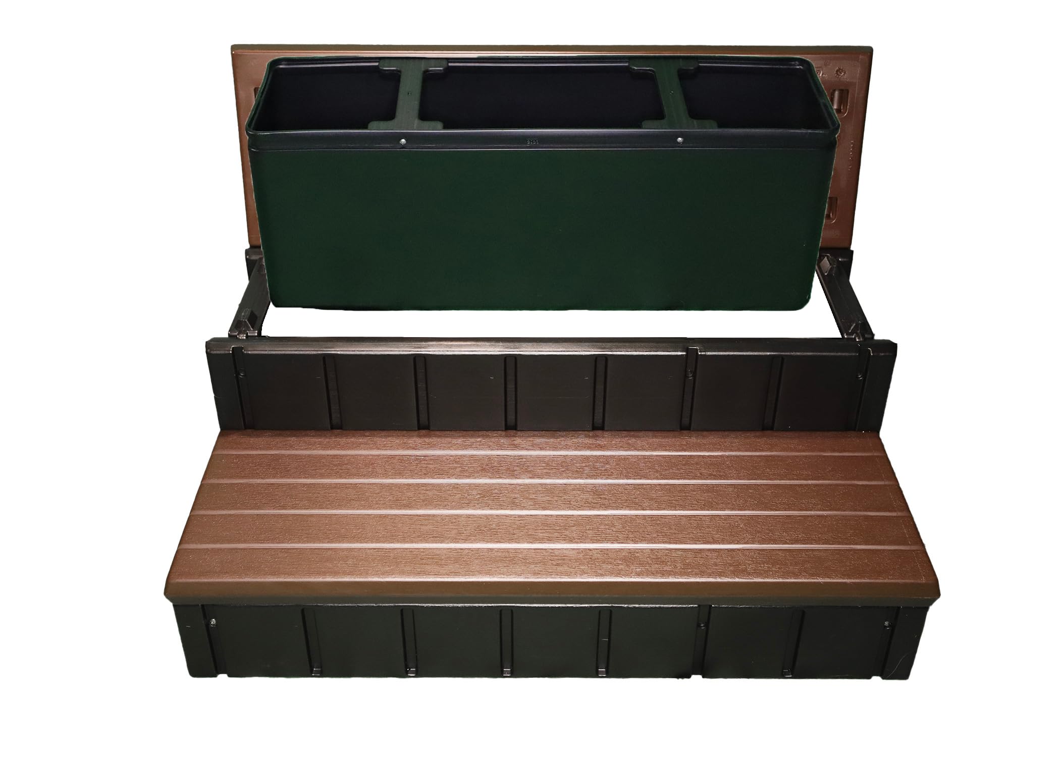 Durable Confer Plastics Spa & Hot Tub Storage Step - Multi-Functional, Made in USA, Espresso Color | Perfect for Poolside Organization & Easy Access
