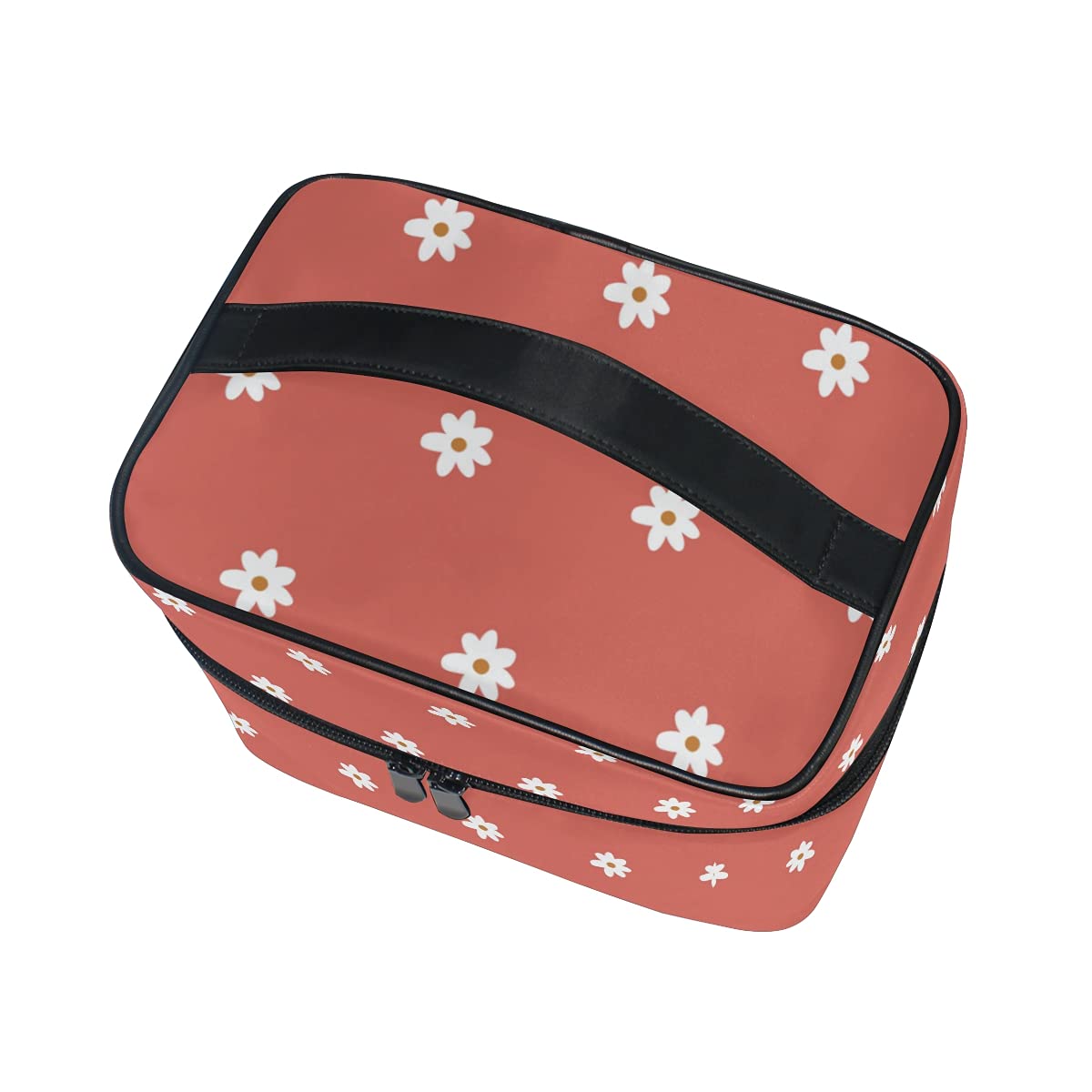 Red Chrysanthemum Seamless Cartoon Makeup Bag - Cute Zippered Cosmetic Organizer Pouch for Women & Girls | Perfect for Travel, Gym, and Daily Beauty Essentials Storage