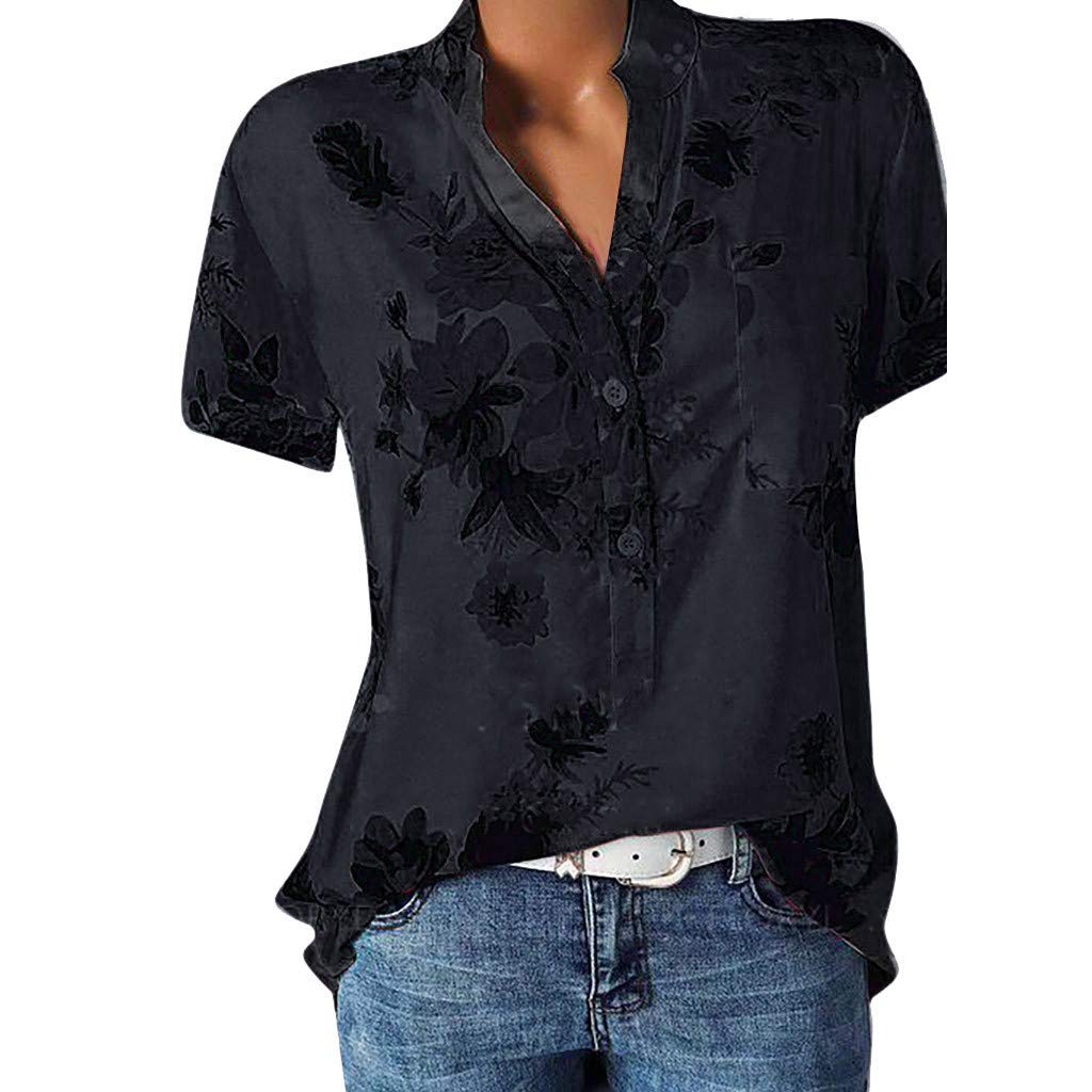 FQZWONG Women's Short Sleeve Blouse - V Neck Boho Chic Tops for Summer | Casual & Dressy Shirts for Beach Vacation, Date Night & Going Out | Sexy Graphic Tees for Women's Fashion