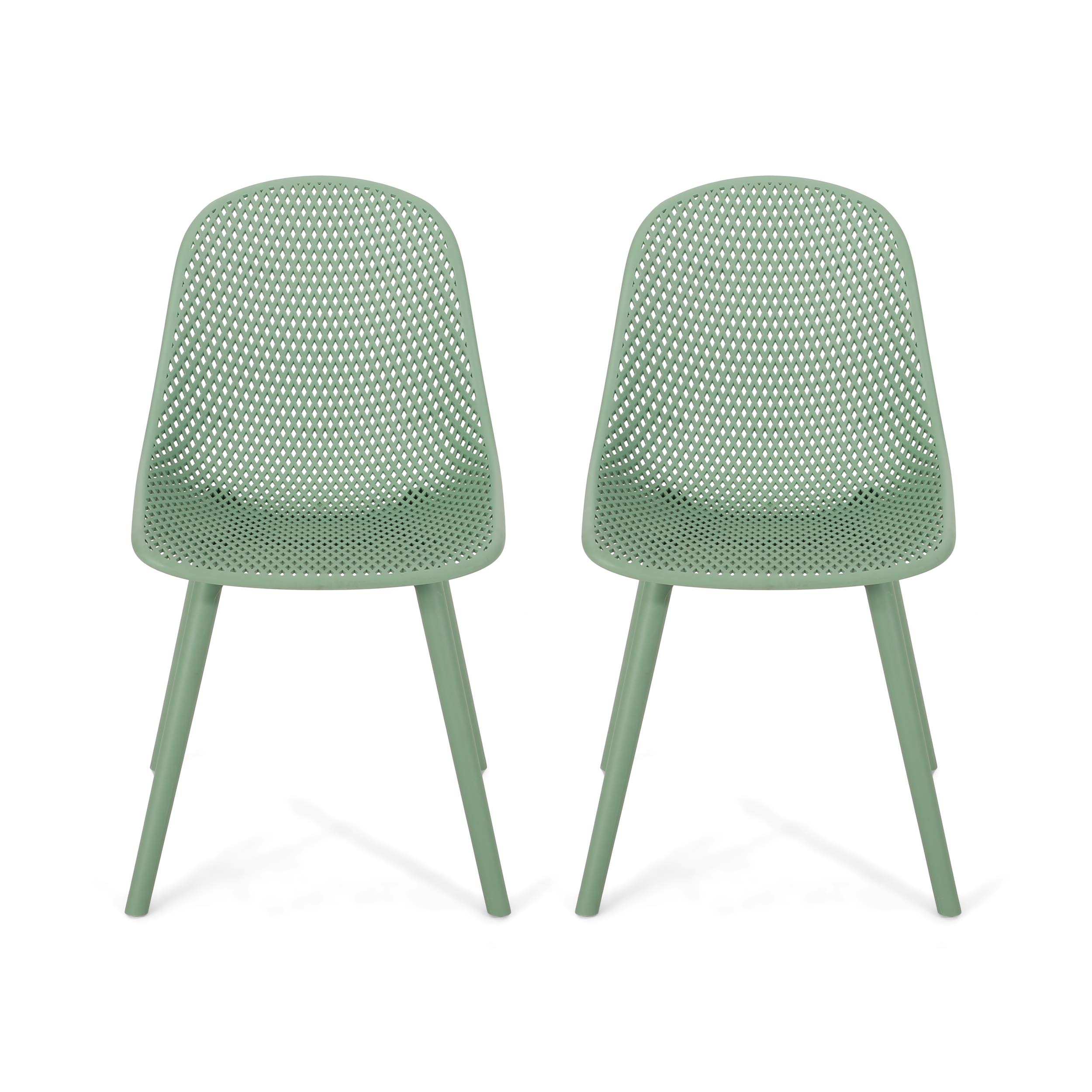Christopher Knight Home Darleen Outdoor Dining Chairs (Set of 2) - Weather-Resistant Green Patio Furniture for Garden, Poolside, and Backyard Dining