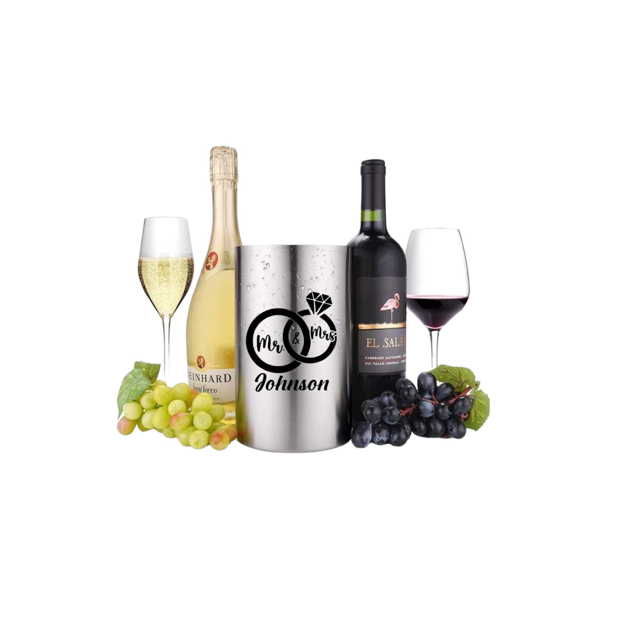 Personalized Stainless Steel Double Wall Wine & Champagne Chiller Cooler - Elegant Wedding, Housewarming & Anniversary Gift for Wine Lovers - Perfect for Parties, Romantic Dinners & Special Celebrations