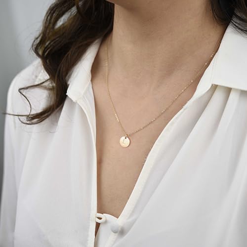 Personalized Initial Necklace for Women & Girls - Gold, Silver, Rose Gold Double-Sided Engraved Hammered Coin Pendant, Easter Gift for Teen Girls & Kids | Perfect for Layered Jewelry, Birthday Presents & Special Occasions