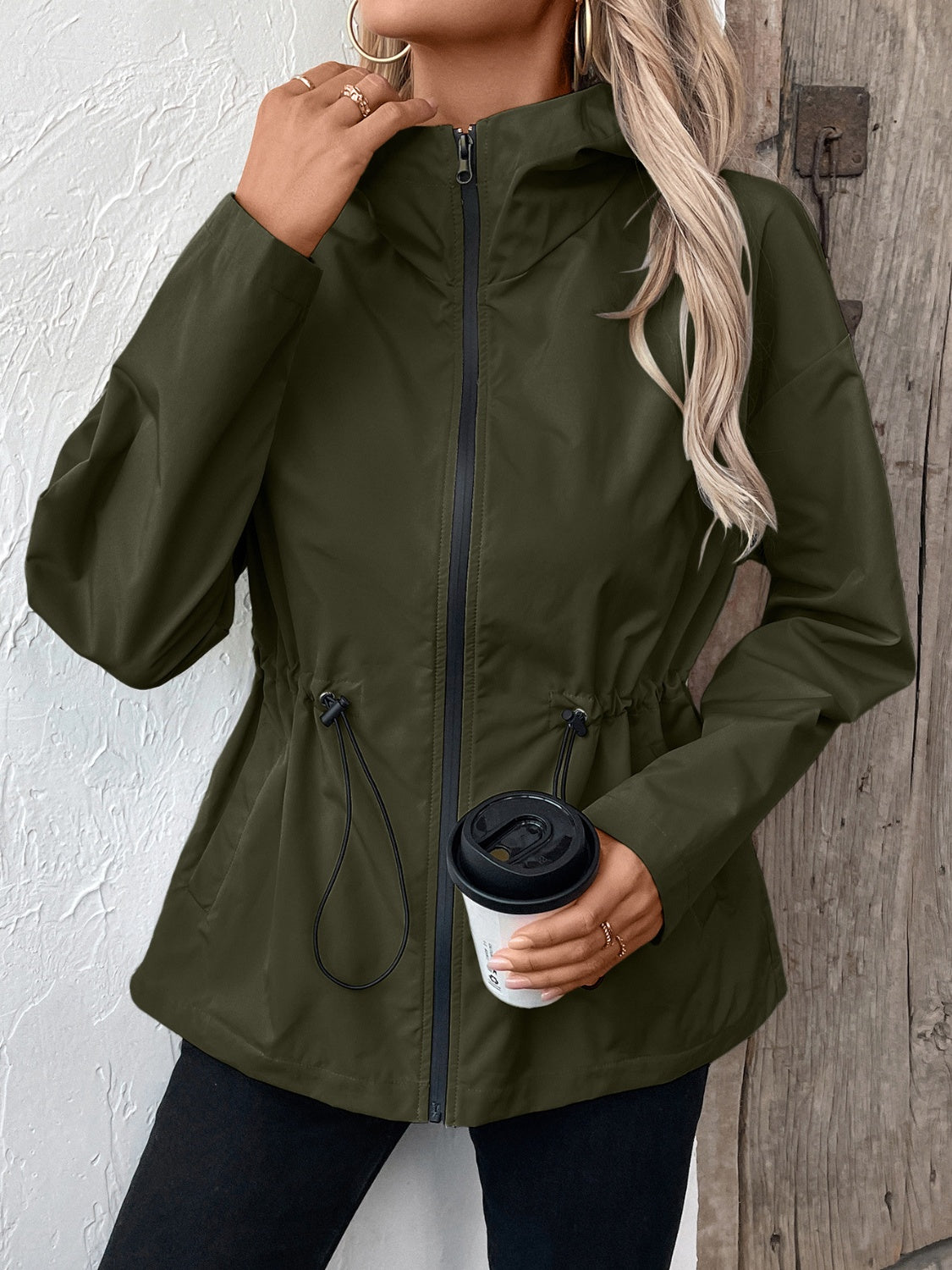 Stylish Drawstring Zip Up Hooded Jacket for Men & Women - Perfect for Outdoor Activities, Gym, and Casual Wear