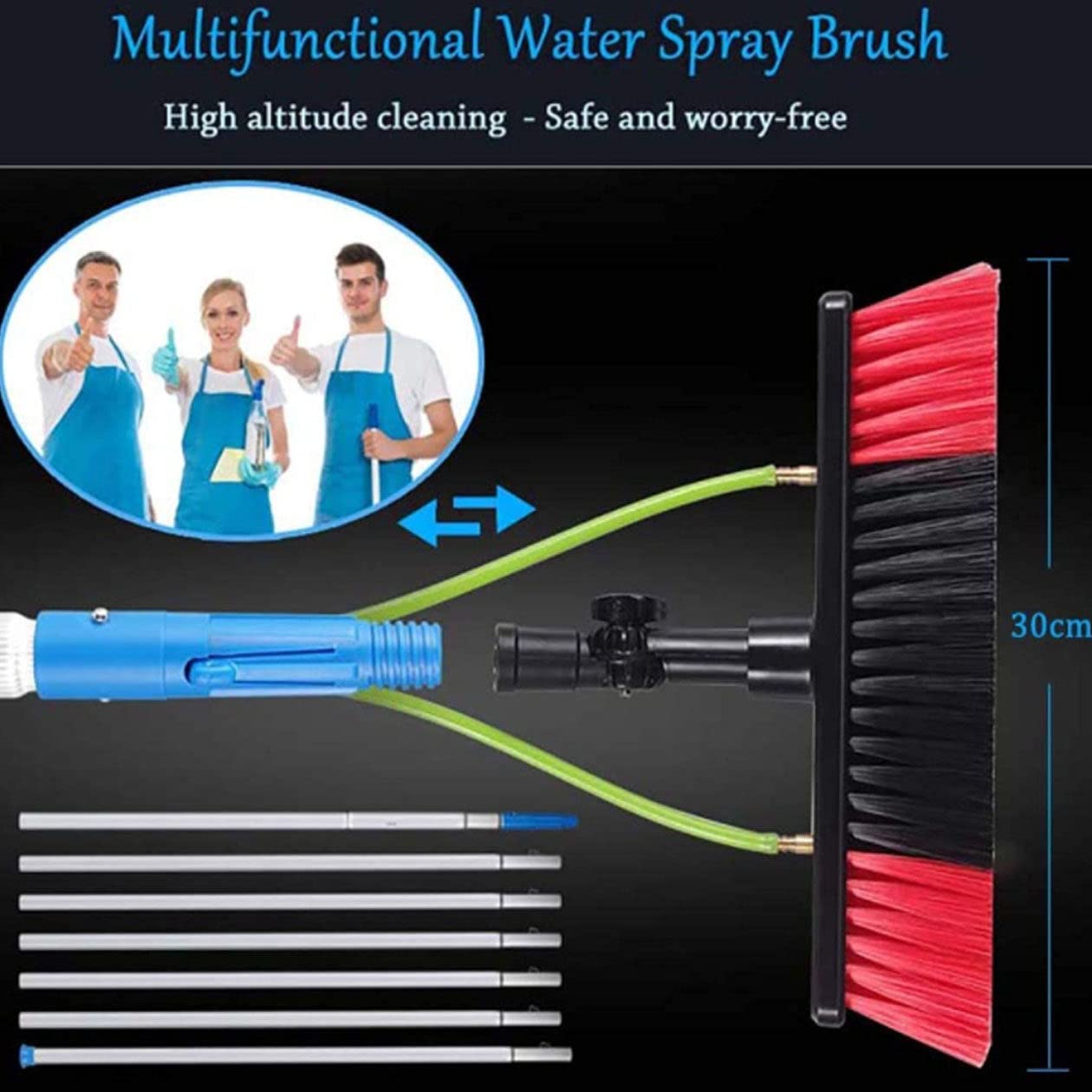 WZFANJIJ Telescopic Window Cleaning Pole Kit - 11m/36ft Extendable Solar Panel & Photovoltaic Cleaner with Water/Hose Fed Brush - Perfect for High Windows, Solar Panels, and Hard-to-Reach Surfaces