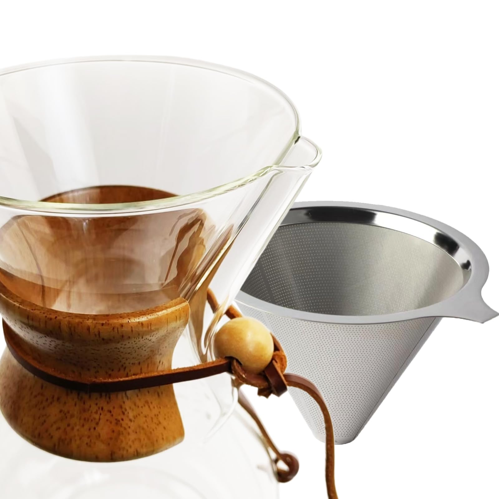 Subjectthree 8 Cup Pour Over Coffee Maker - Classic Glass Dripper Brewer with Heat-Resistant Carafe (28oz) - Perfect for Home Brewing, Office Use & Camping Coffee