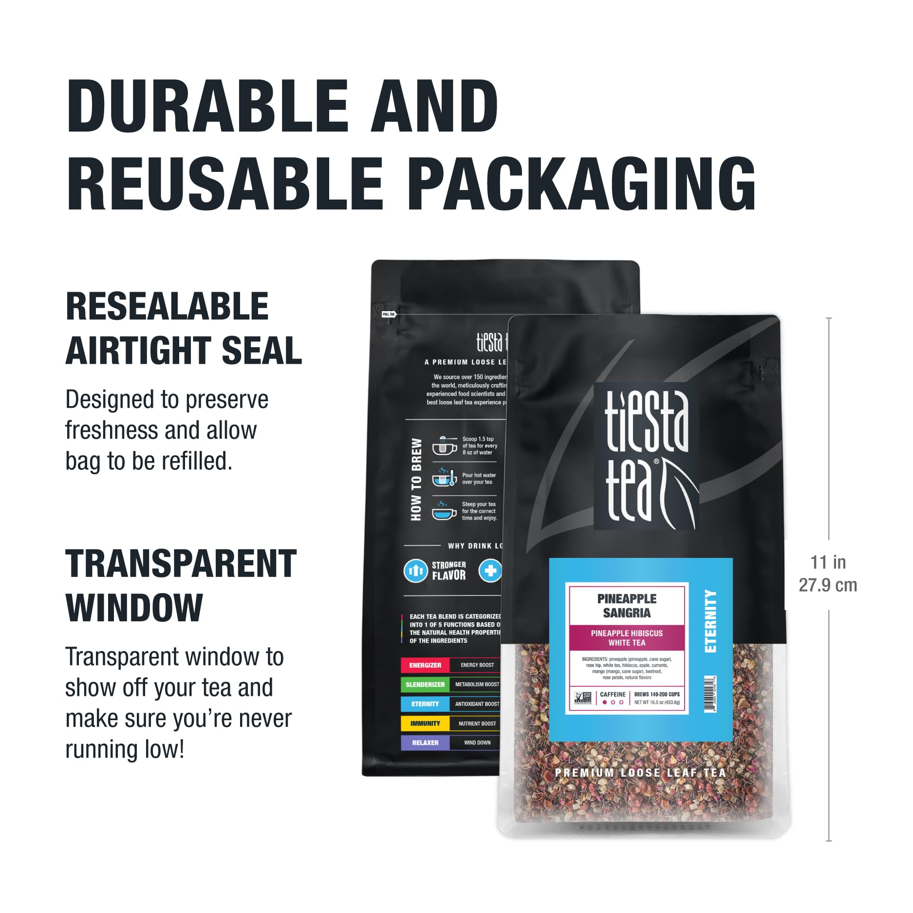 Tiesta Tea Pineapple Sangria Loose Leaf Tea - Premium Pineapple Hibiscus White Tea Blend | Low Caffeine Fruit Tea for Hot or Iced | Resealable 16 oz Bulk Pouch (Makes 200 Cups) | Perfect for Summer Parties, Relaxation & Gift Giving