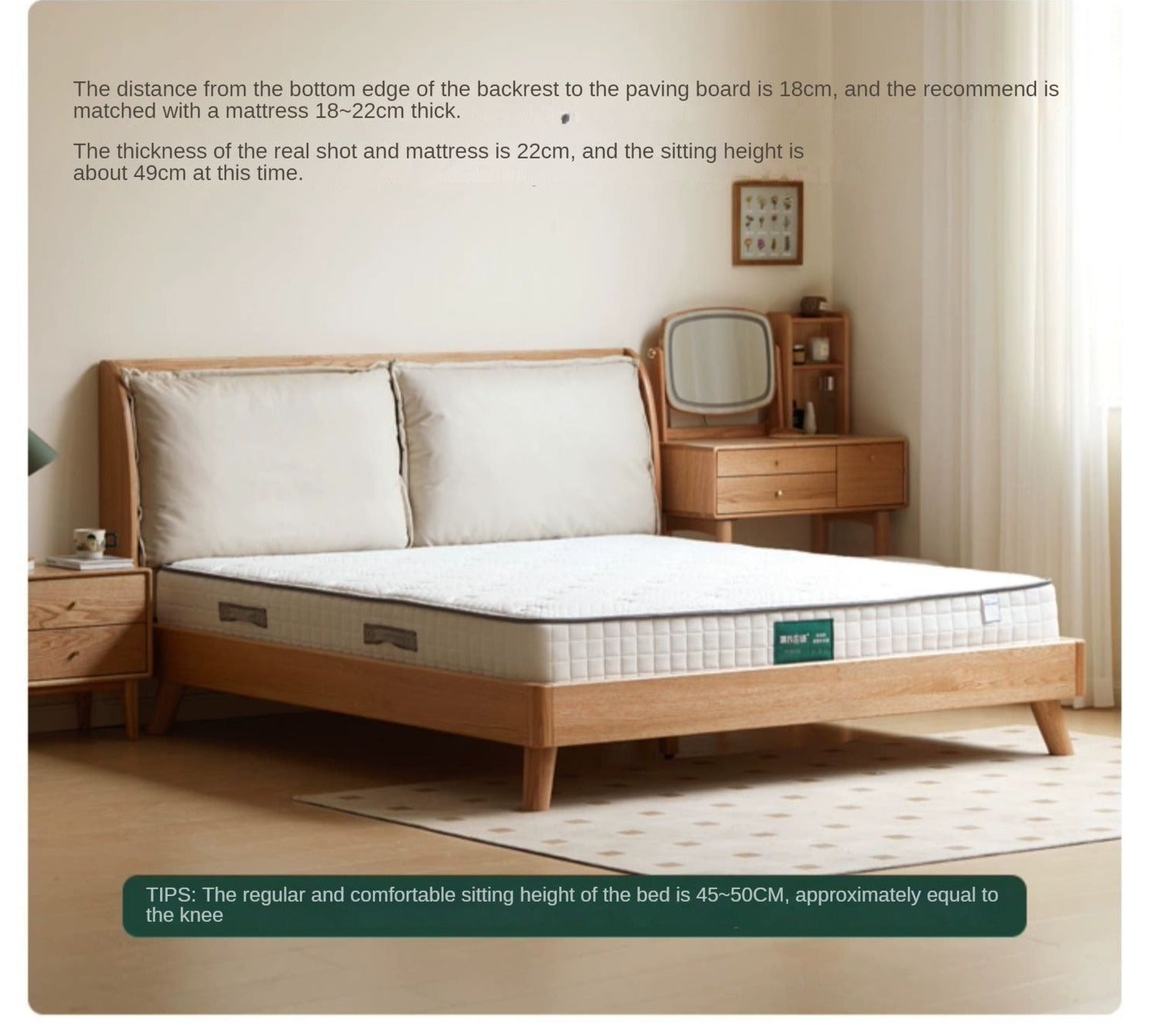 Premium Oak Solid Wood Frame with Top Grain Leather Upholstery & Technical Fabric Bed - Perfect for Modern Bedrooms, Guest Rooms & Luxury Home Decor